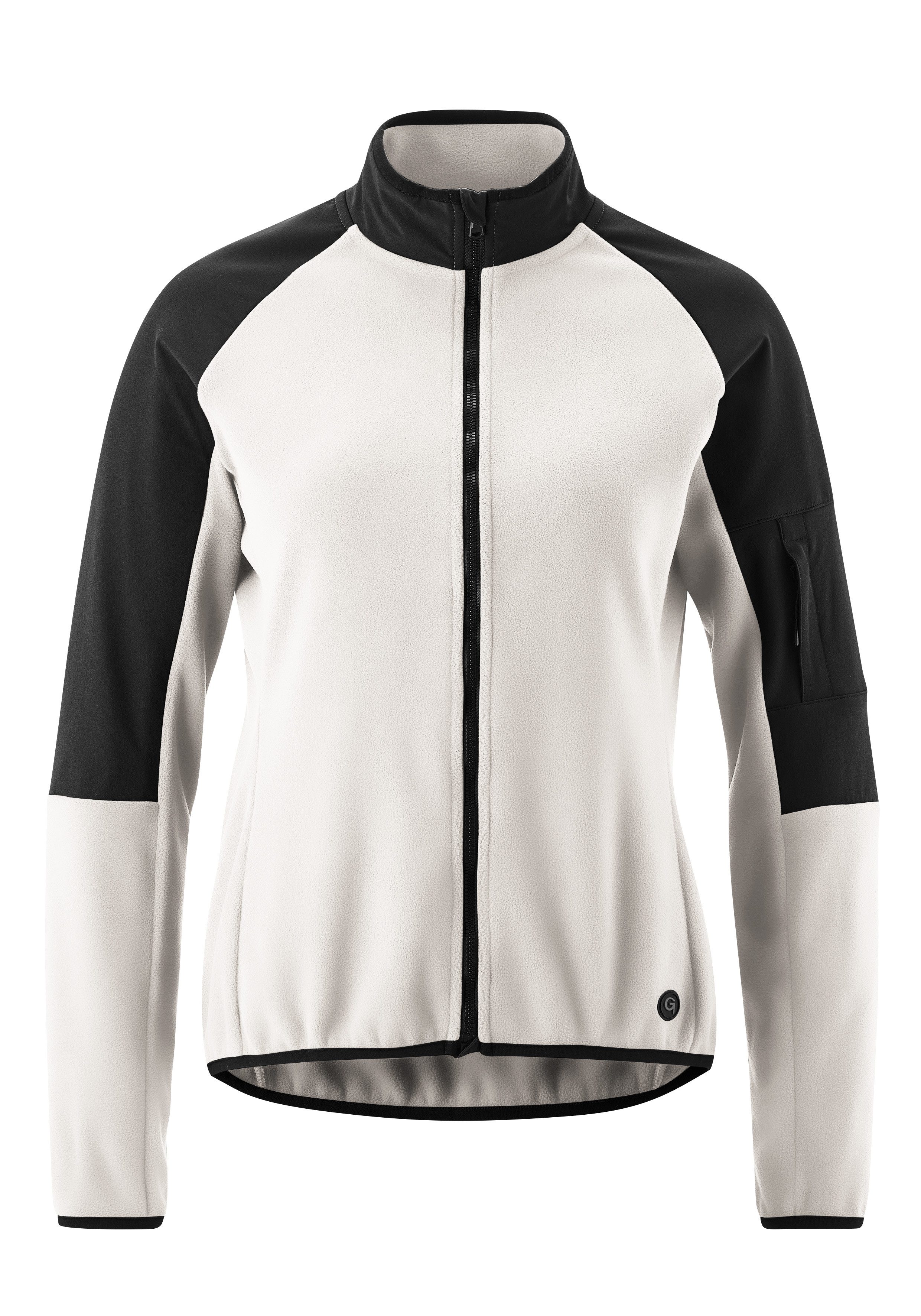 Gonso Fietsshirt Adventure Jersey Fleece D Dames fietstrui met lange mouwen, zacht fleece-materiaal, full-zip trui dames sportkleding maat 42 wit
