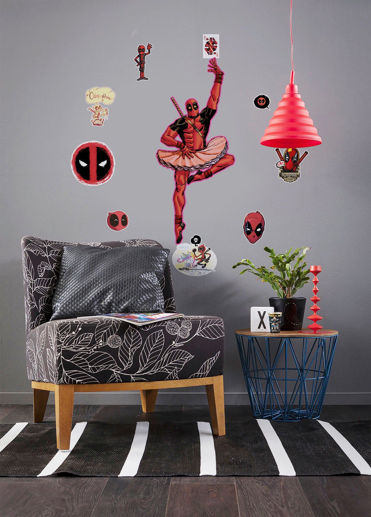 Komar Wandfolie Deadpool Derppool - afm. 50 x 70 cm zelfklevend, wandstickers, kinderkamer (10-delig)