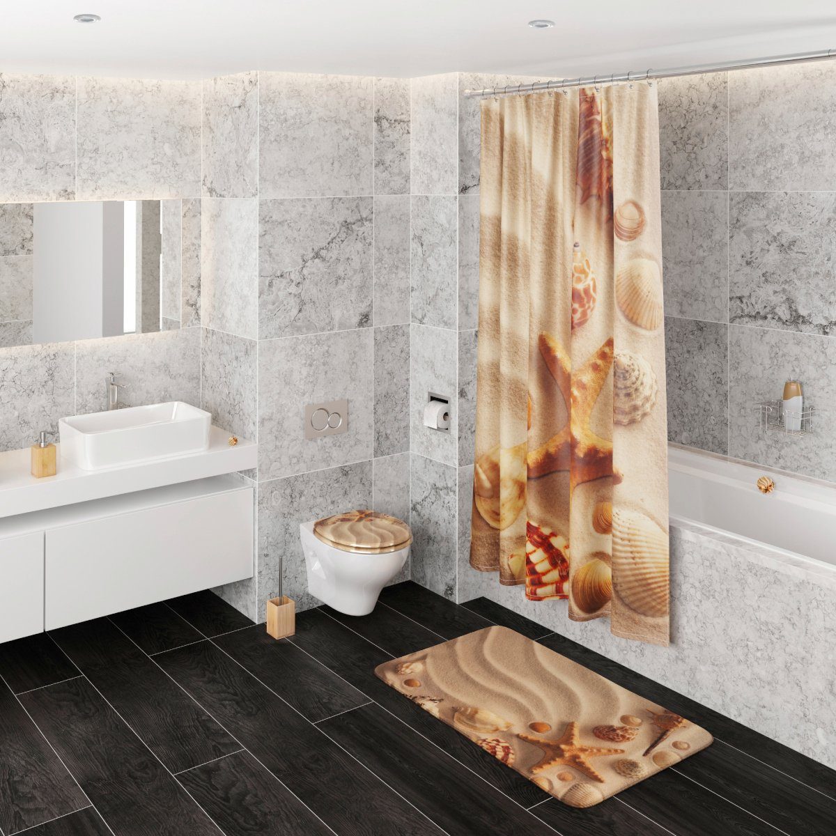 Sanilo Set badkameraccessoires Sanibel bestaand uit toiletzitting, badmat en wastafelplug (complete set, 3-delig)