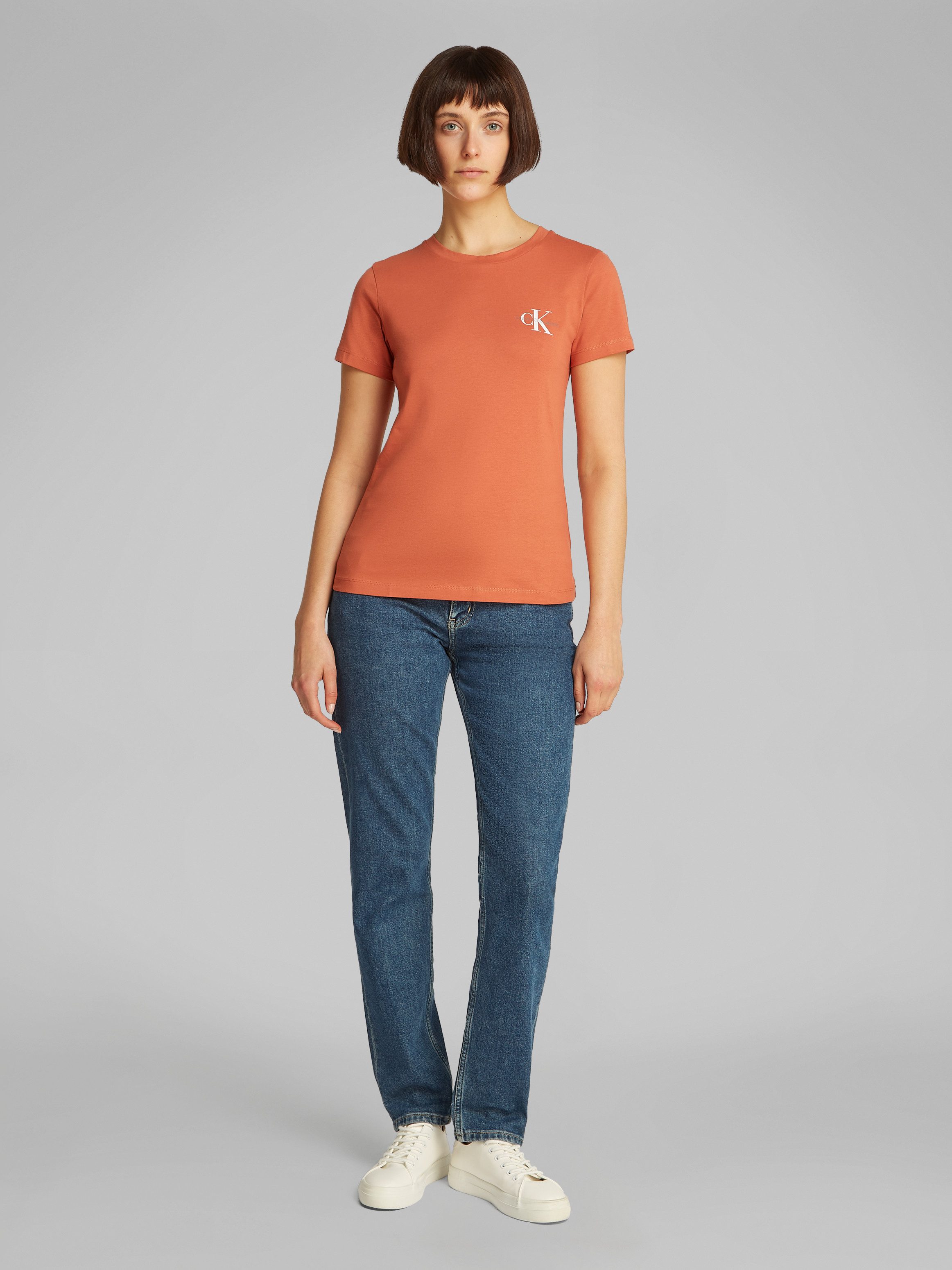 Calvin Klein Shirt met ronde hals 2-PACK MONOLOGO SLIM TEE met calvin klein jeans logoprint op borsthoogte (2-delig, Set van 2)