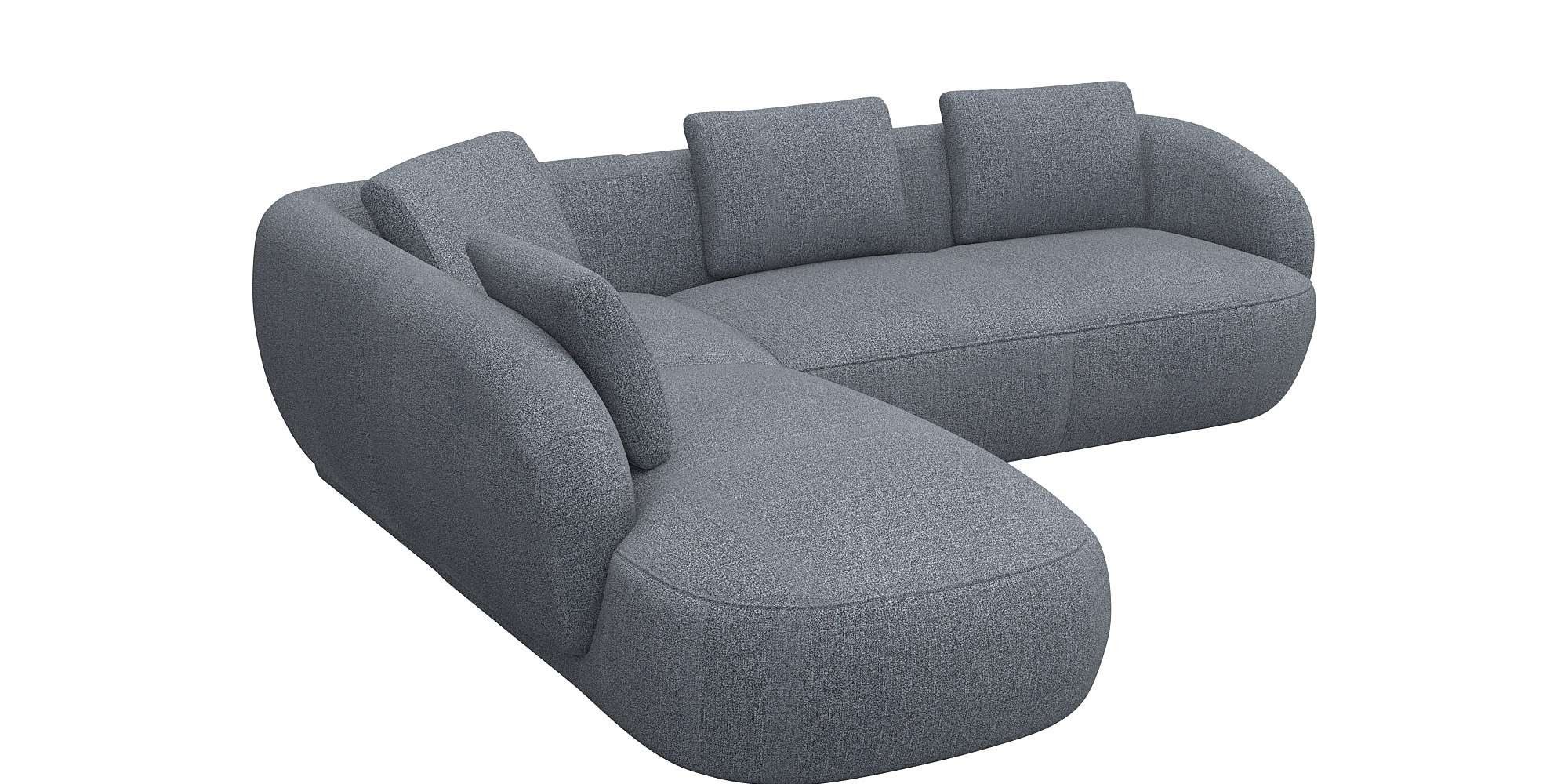 FLEXLUX Hoekbank Torino, rond, L-vorm, bankhoek met ottomane Modern, organisch bankontwerp, koudschuim, golfvering