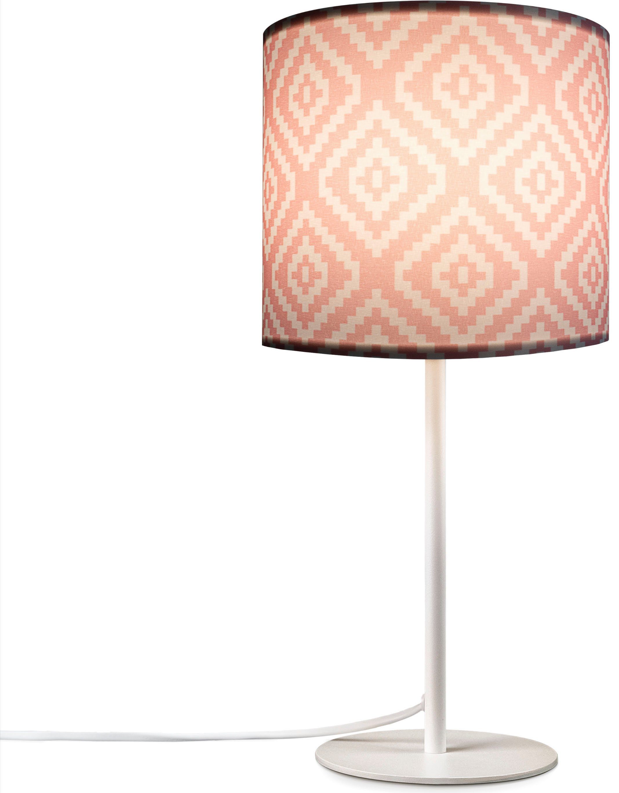 Paco Home Tafellamp Luca Stella Stoff nachtlamp vintage retro met stekker modern nacht tafellampen wit