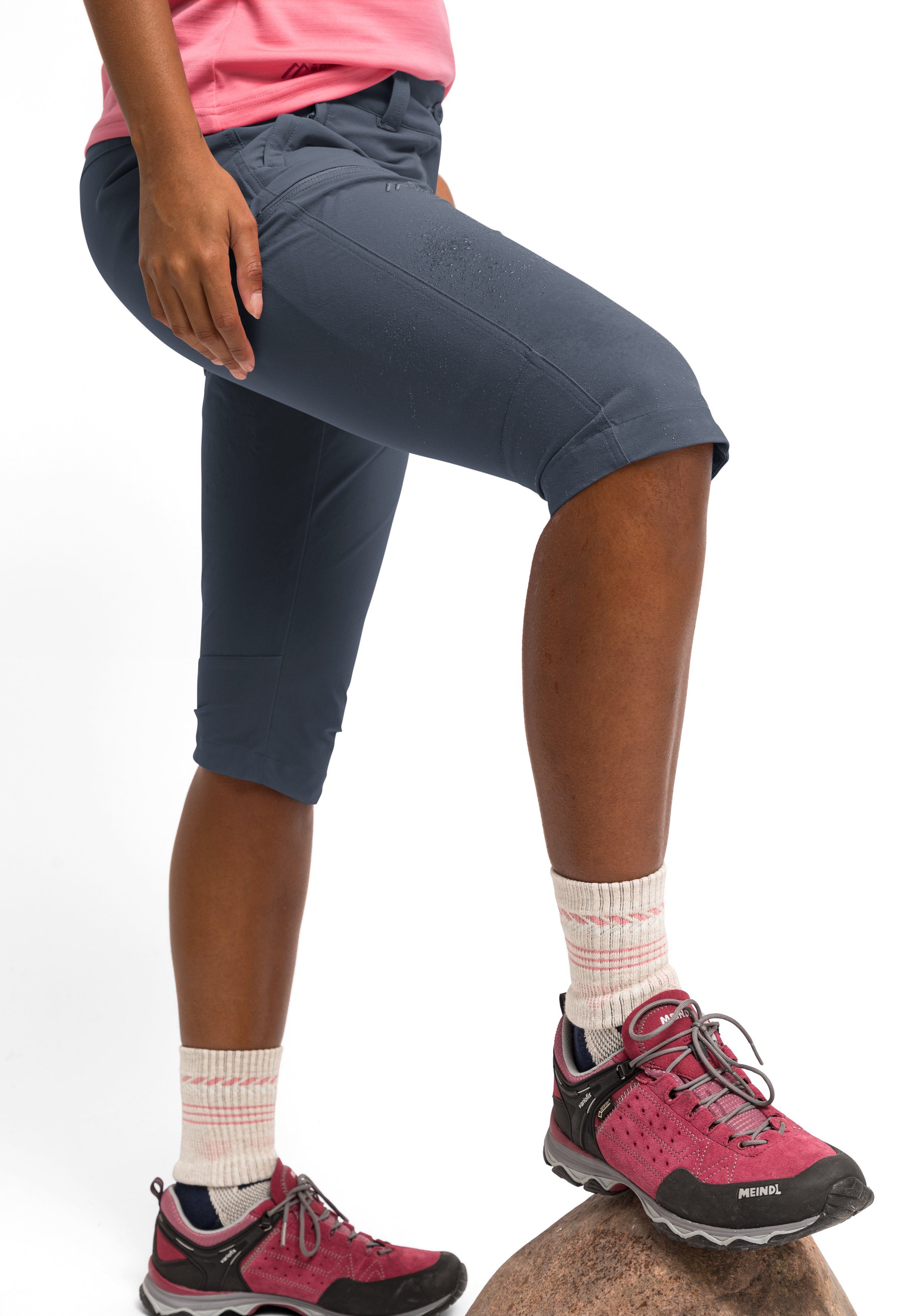 Maier Sports Capribroek Inara slim 3/4 Dames wandelbroek, ademende outdoorbroek, 3/4 broek met 3 zakken