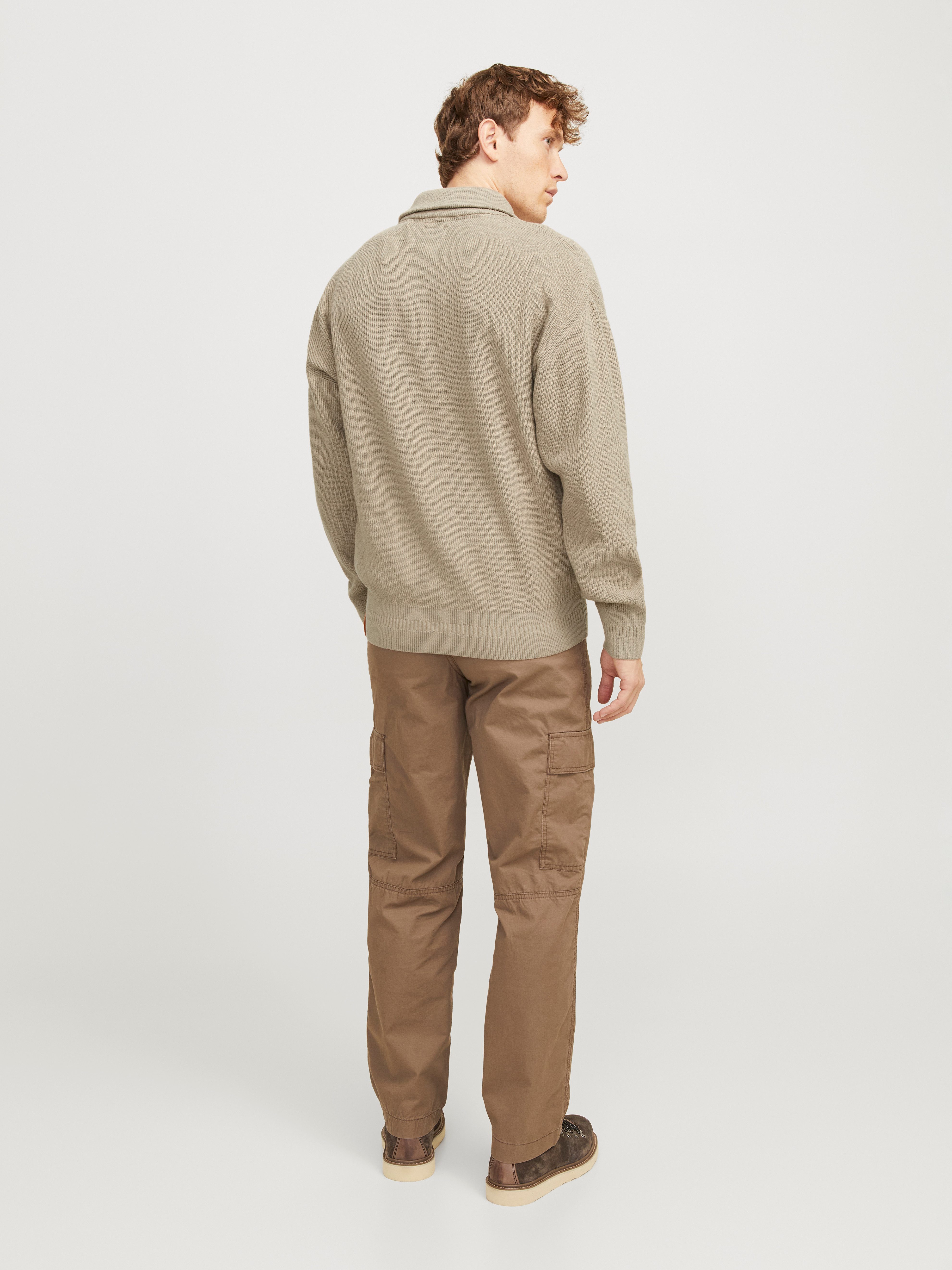 Jack & Jones Schipperstrui JCOOUTDOOR KNIT HALF ZIP HIGH NECK SN