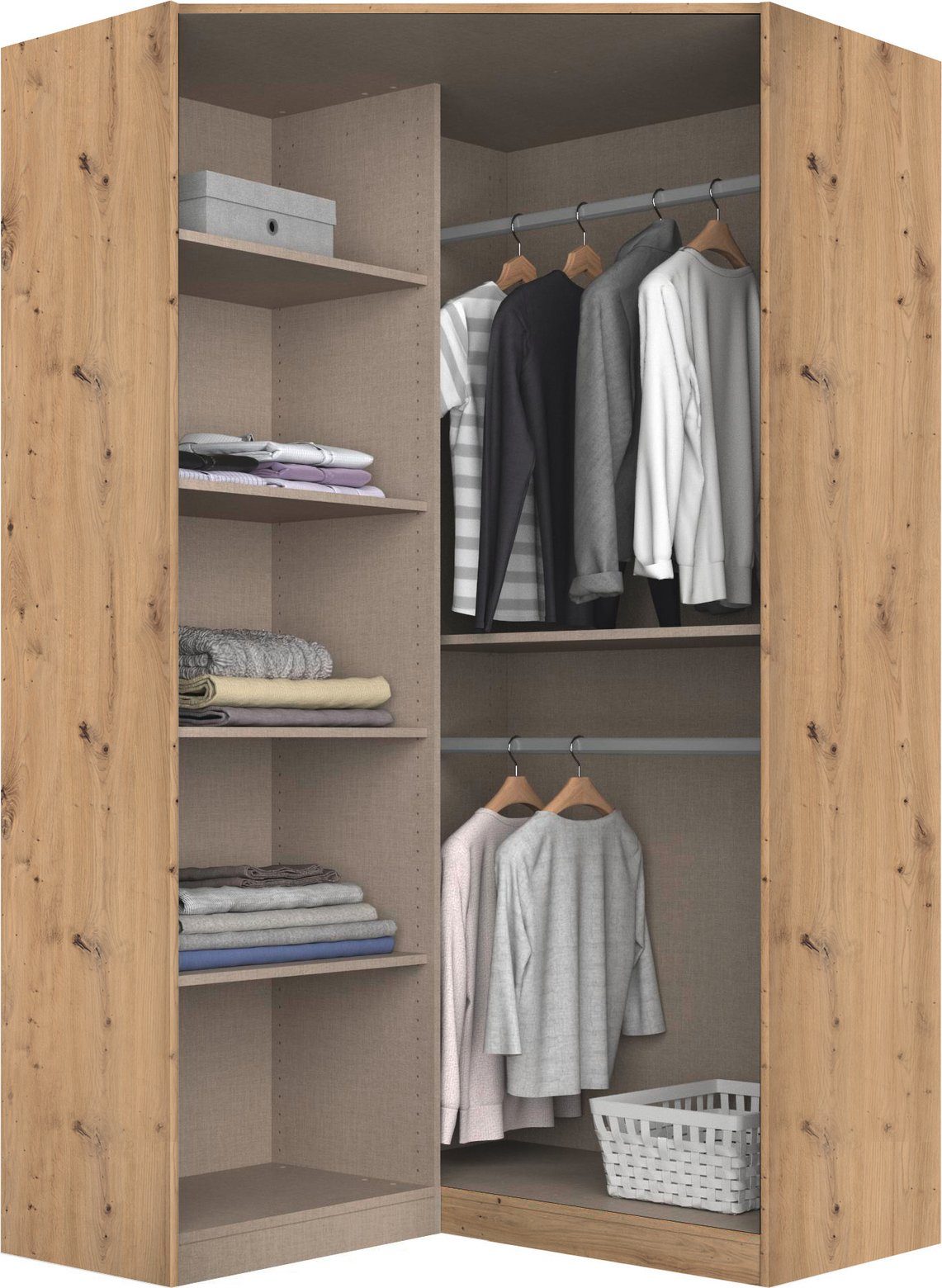 rauch HoekKledingkast kast garderobe waskast COSTA 2-deurs met spiegel, volledig uitgerust met veel opbergruimte made in germany
