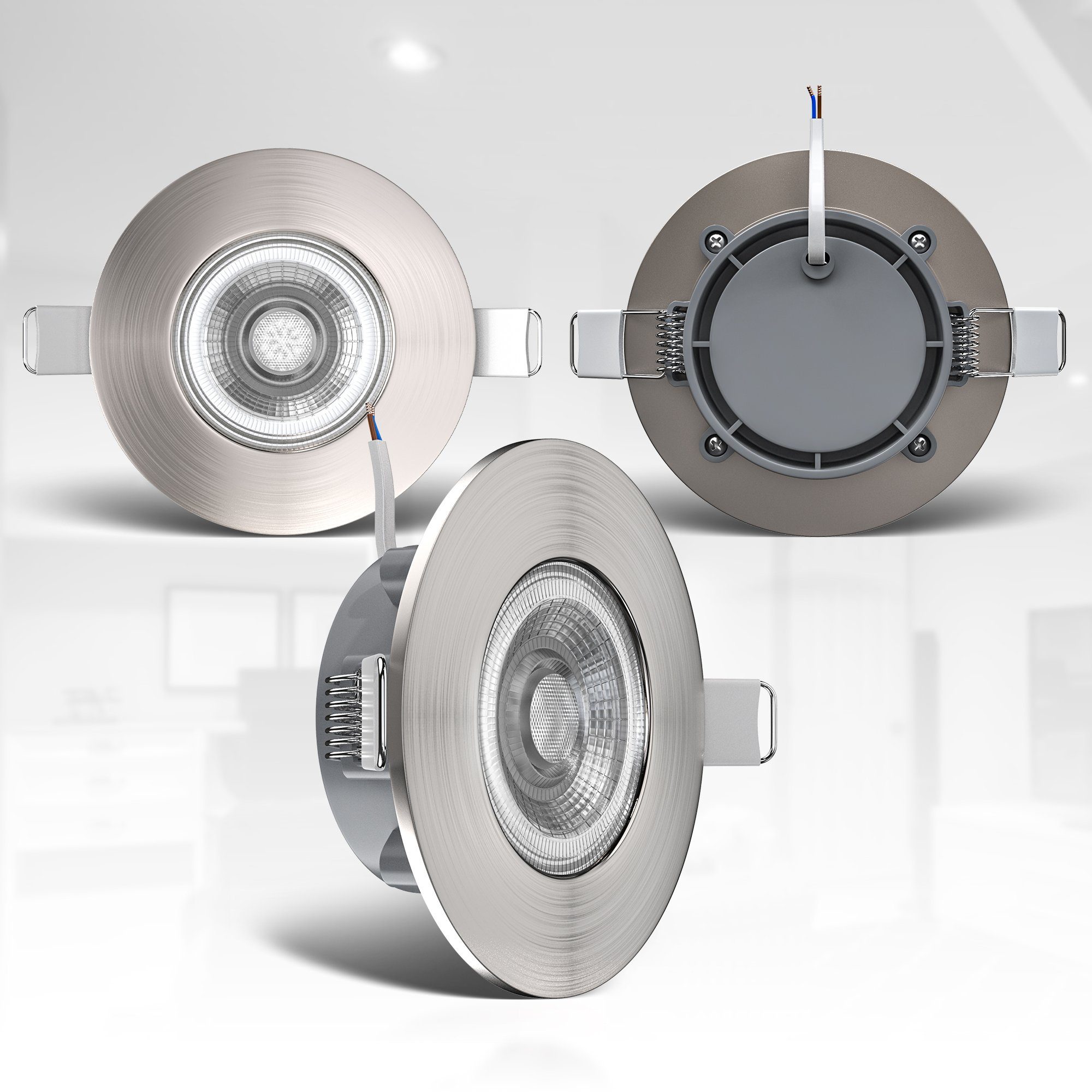 B.K.Licht Ledinbouwlamp 3-delige bad inbouwspot, IP44 beschermd, platte inbouwspots