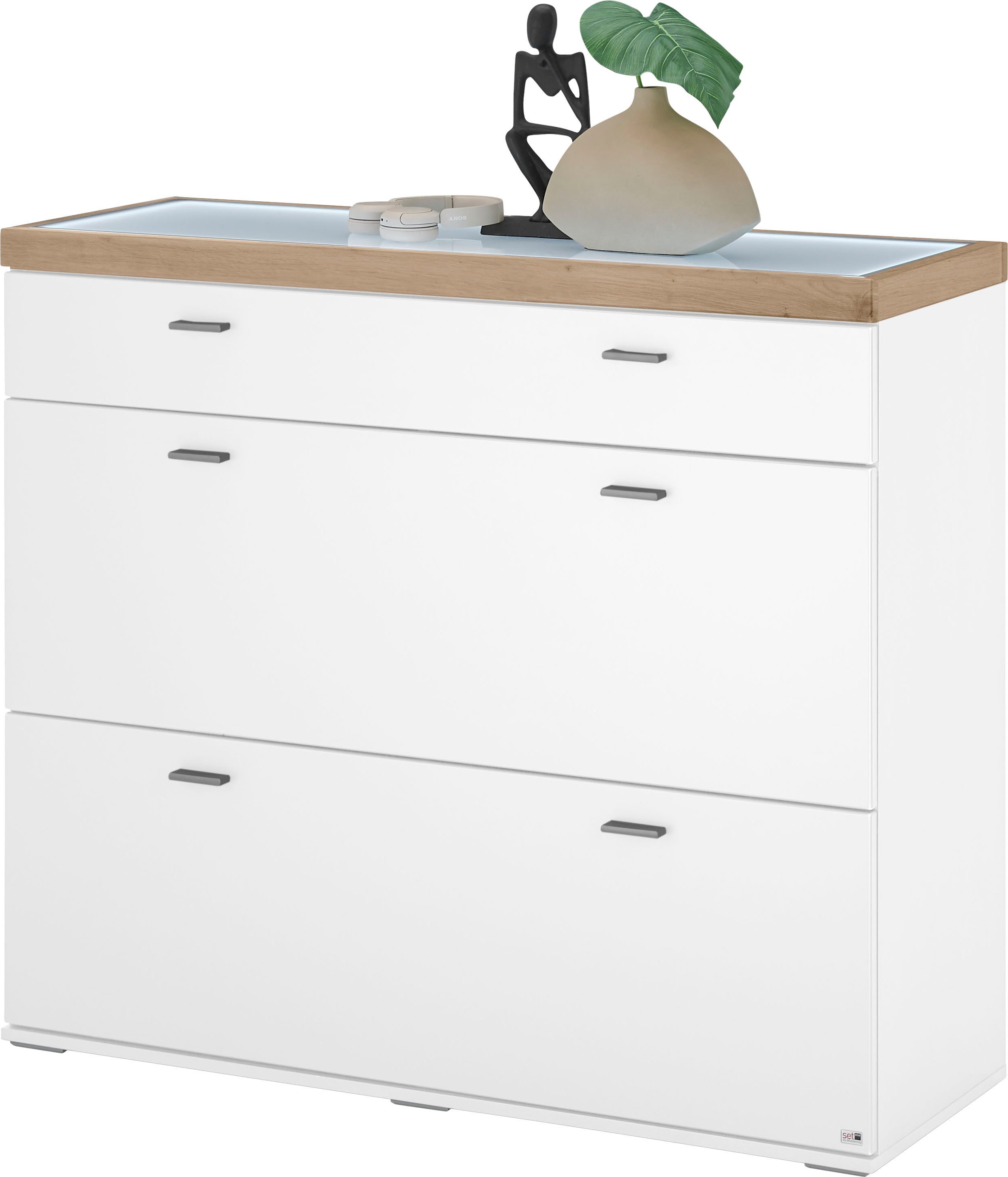 set one by Musterring Dressoir Lancaster Dielen inclusief led-verlichting, met deuren en lades, breedte 121 cm