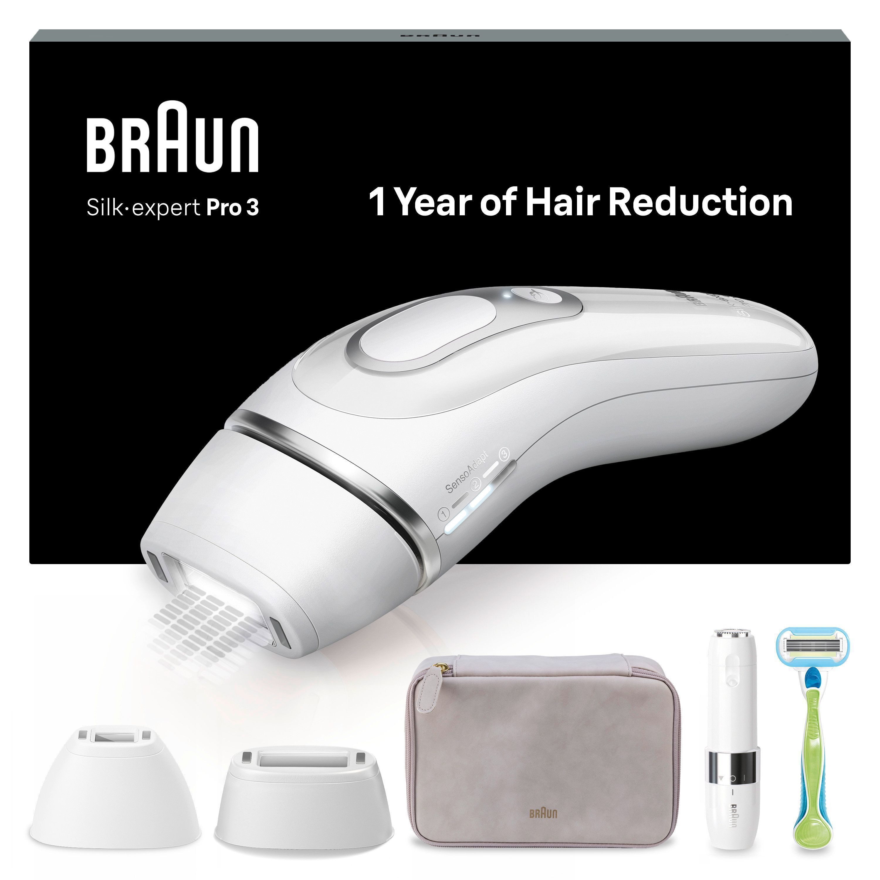 Braun IPL-ontharingsapparaat Silk·expert Pro 3 PL3136 2 opzetstukken, venus scheermes, met opbergtas