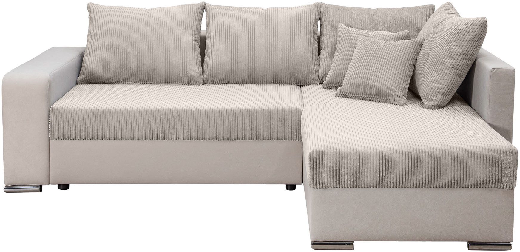 COLLECTION AB Hoekbank L-model Regalarmleuning met LED RGB verlichting, bedfunctie en bedbox