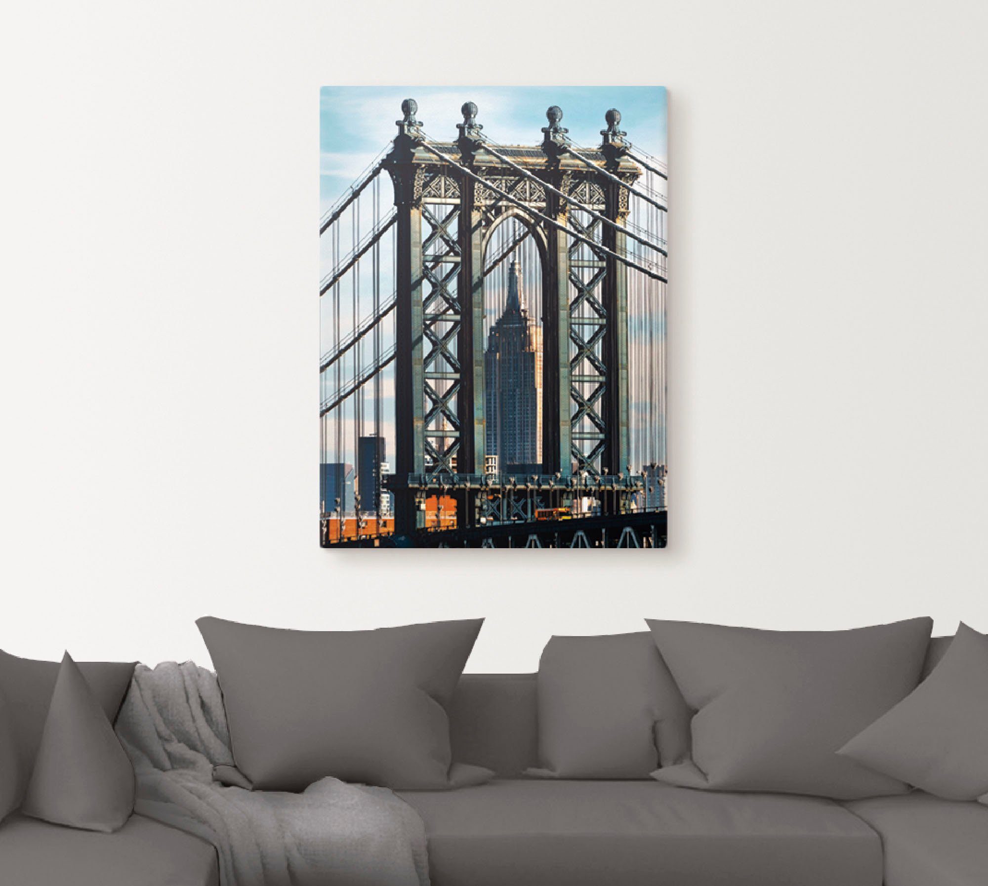 Artland Artprint New York Manhattan Bridge als artprint op linnen, muursticker in verschillende maten