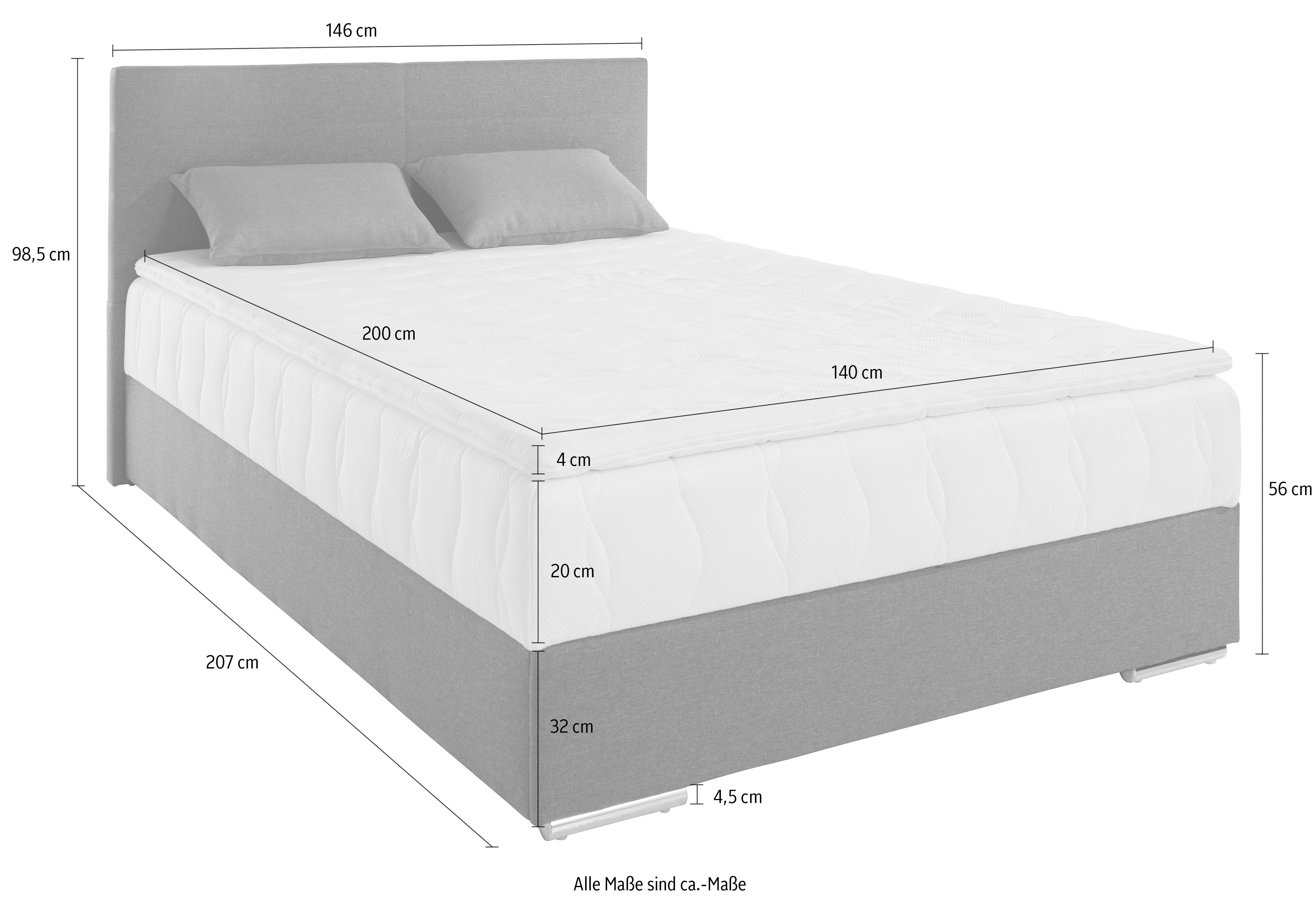 COTTA Boxspring Tom met bedkist, topmatras en sierkussen