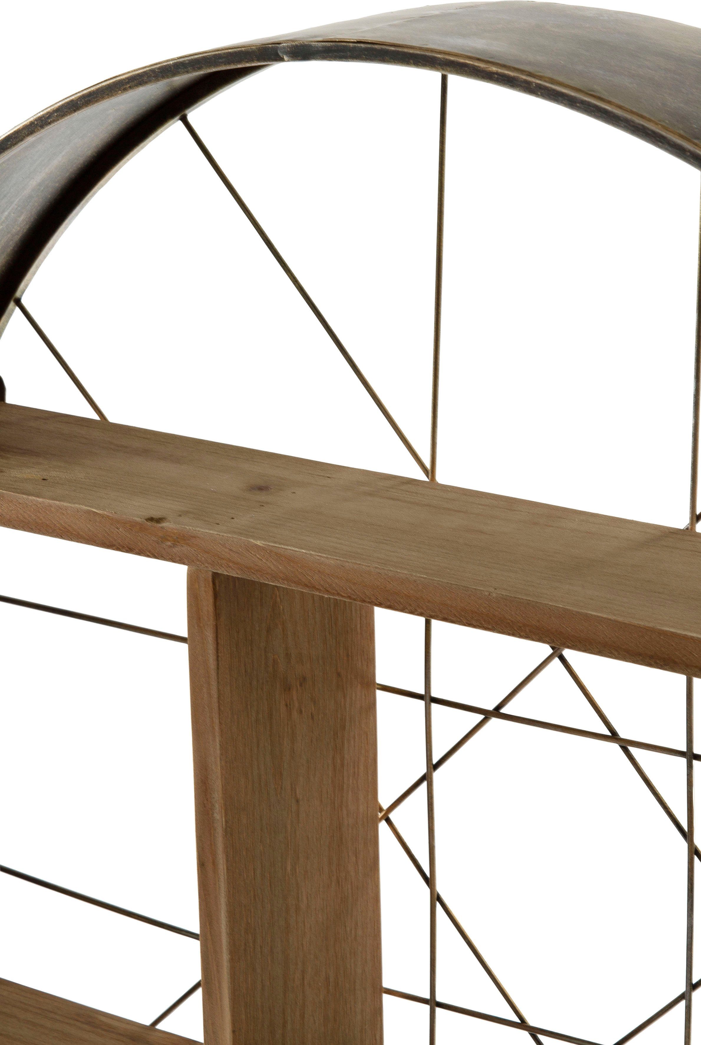 my Flair Wandplank Graeco Hout & metaal, rond model, 2 legplanken, voorgemonteerd
