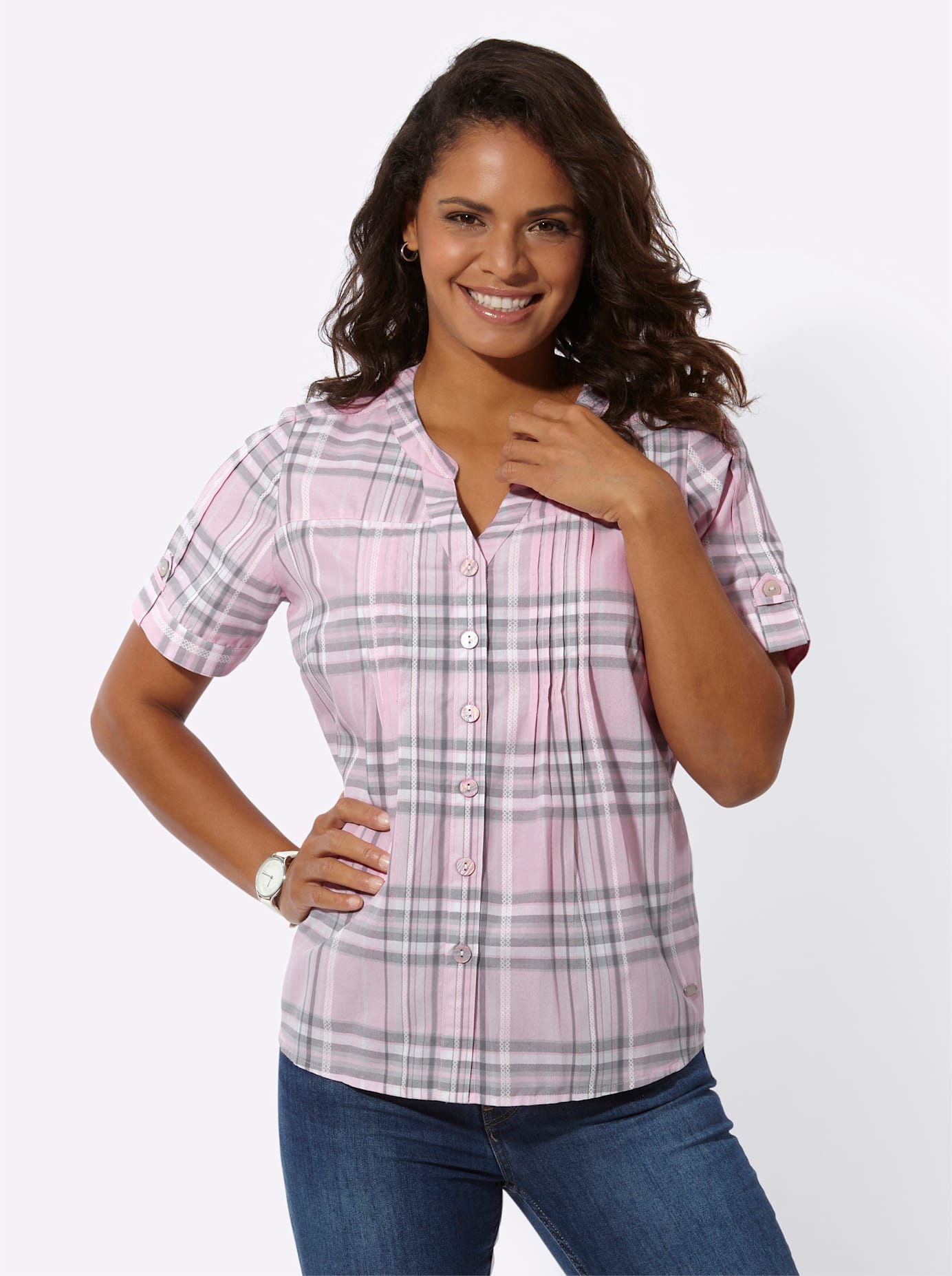 Casual Looks Geruite blouse dames blouses maat 44 roze