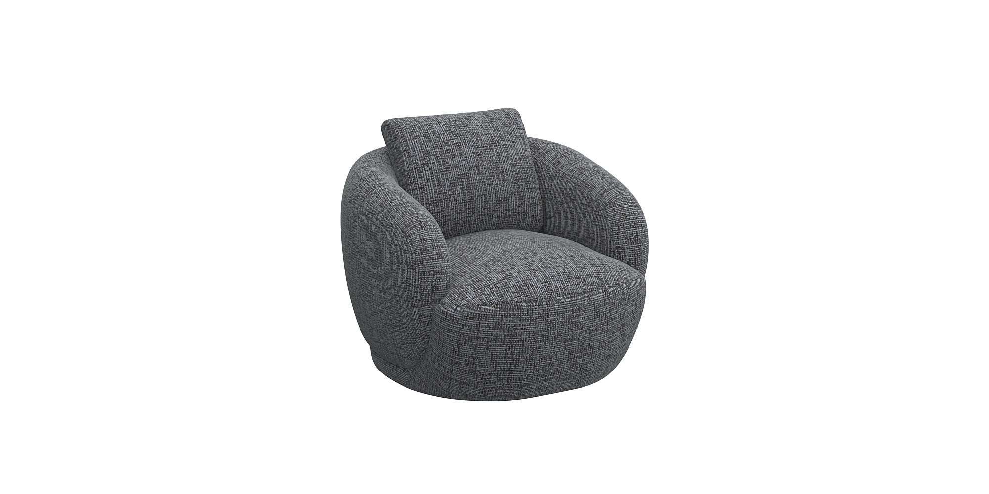 FLEXLUX Fauteuil Torino, rond, draaibaar, eenpersoonsbank, fauteuil, Modern, organisch fauteuilontwerp, koudschuim, golfvering