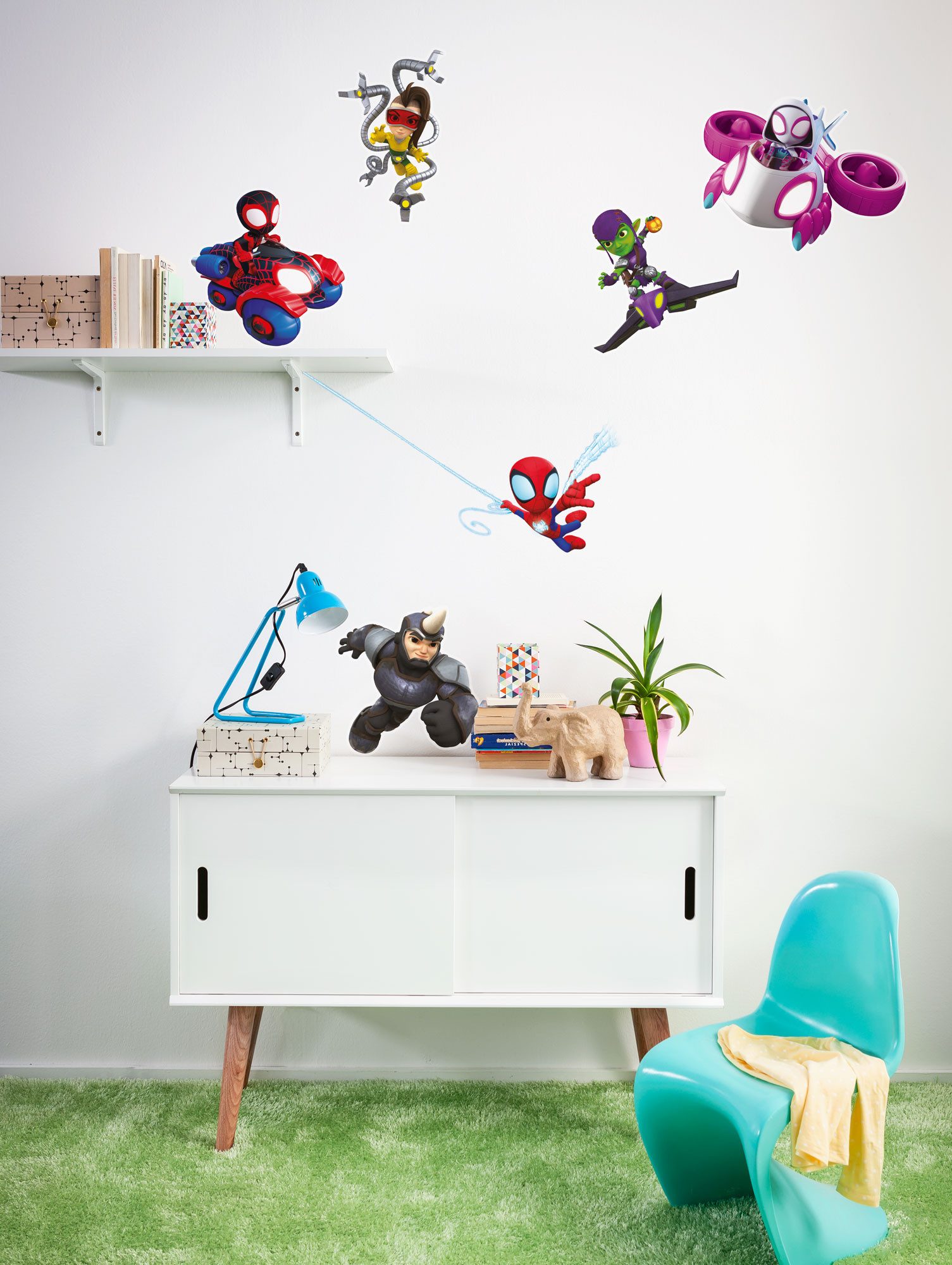 Komar Wandfolie Spidey and His Amazing Friends Chasing - afm. 50 x 70 cm (6-delig) wandstickers multicolor