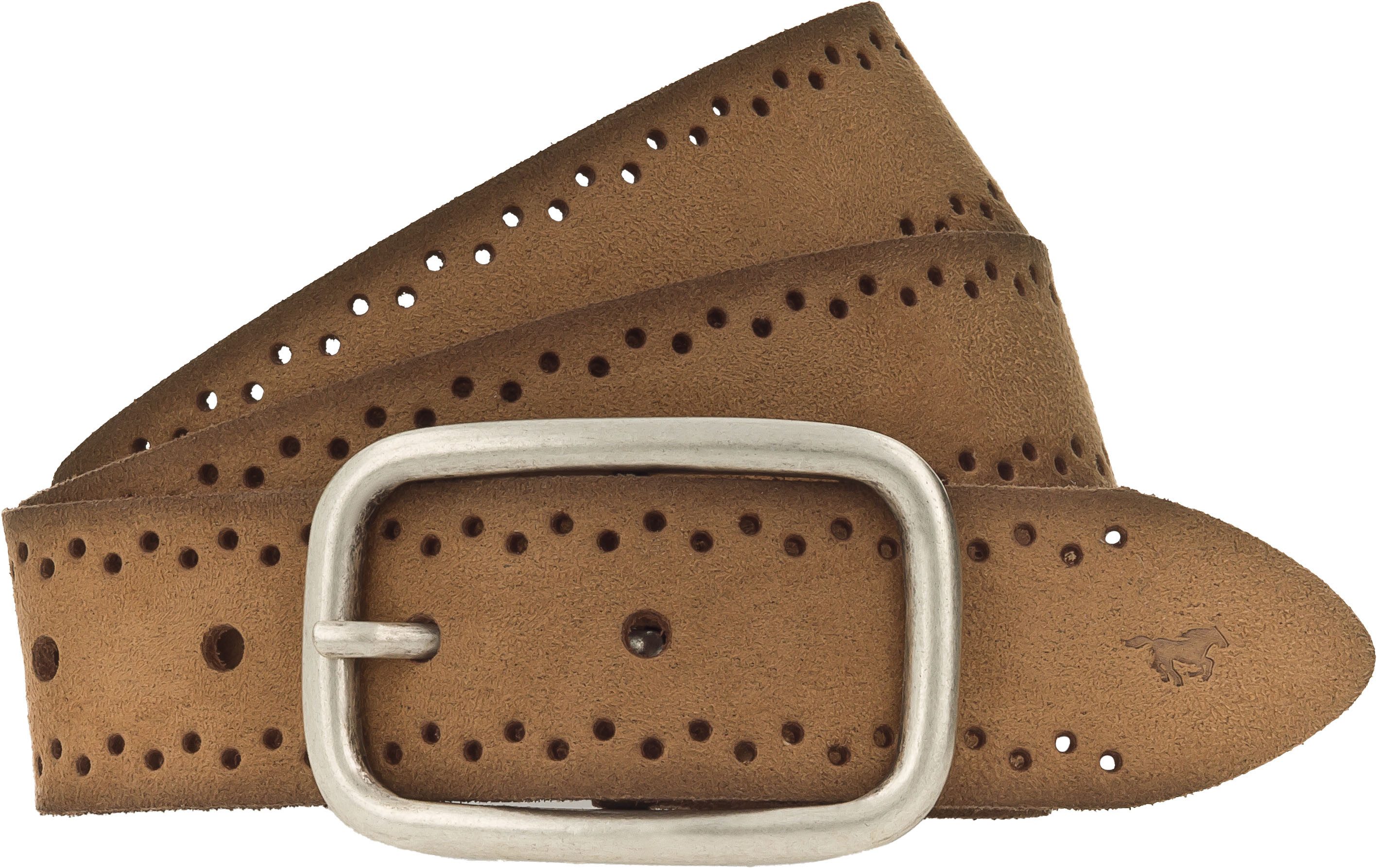 Mustang Leren riem Robuust generfd rundleer met perforatie