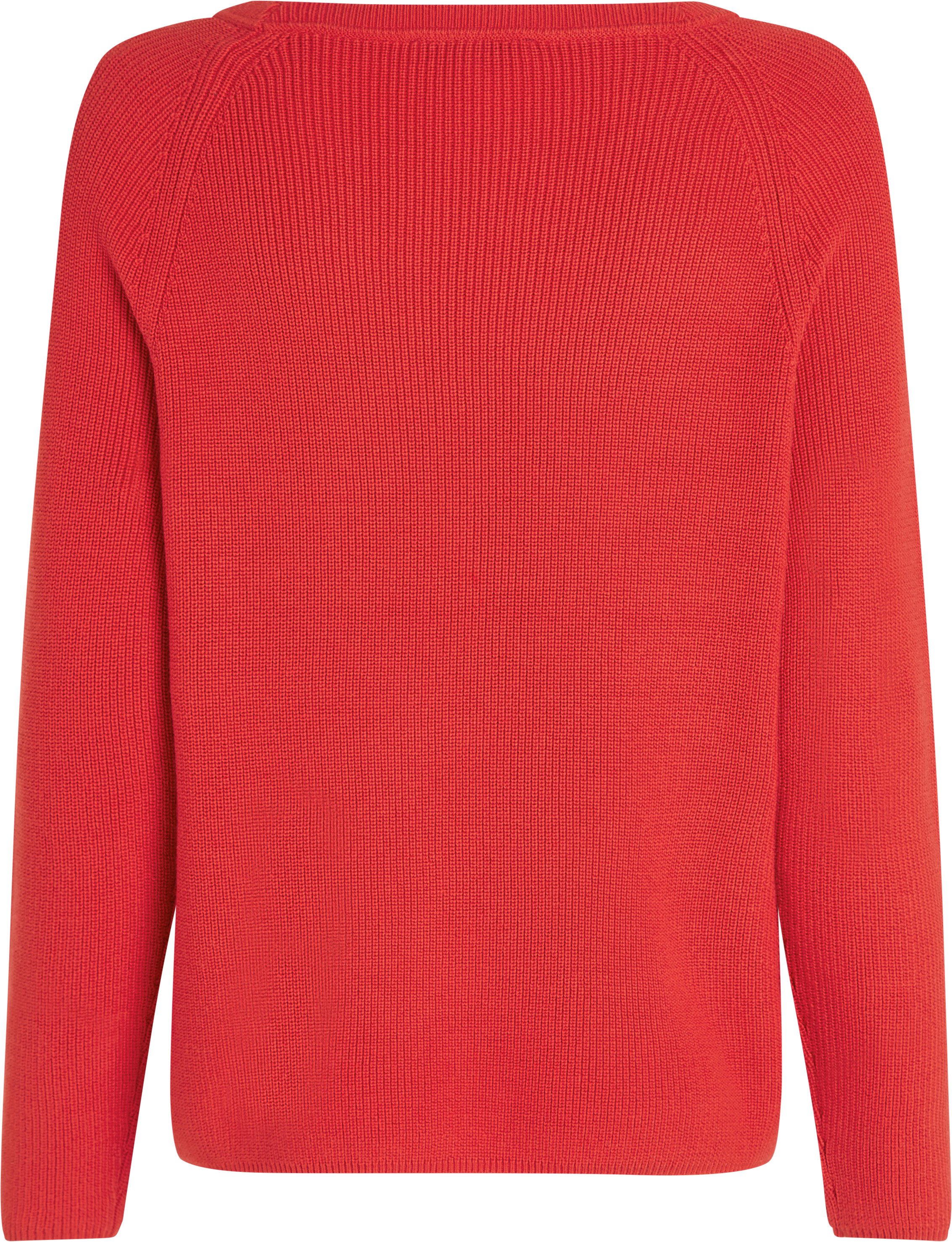 Tommy Hilfiger Gebreide trui CO CARDI FINE GG LS BOAT-NK SWT met raglanmouwen, logo-borduursel
