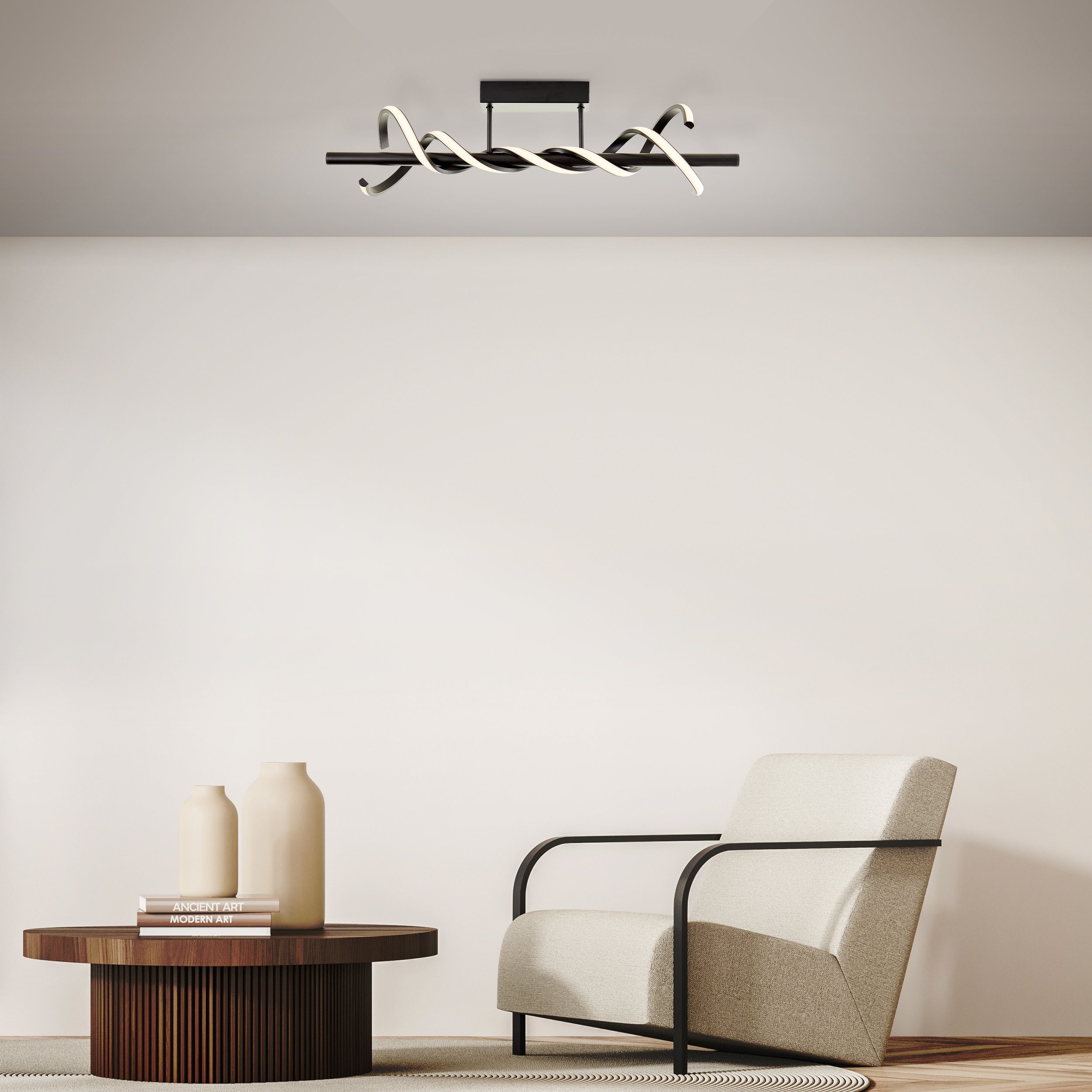 Brilliant Leuchten Led-plafondlamp Amalie Breedte 76 cm, 2100 lm, metaal/kunststof, zwart