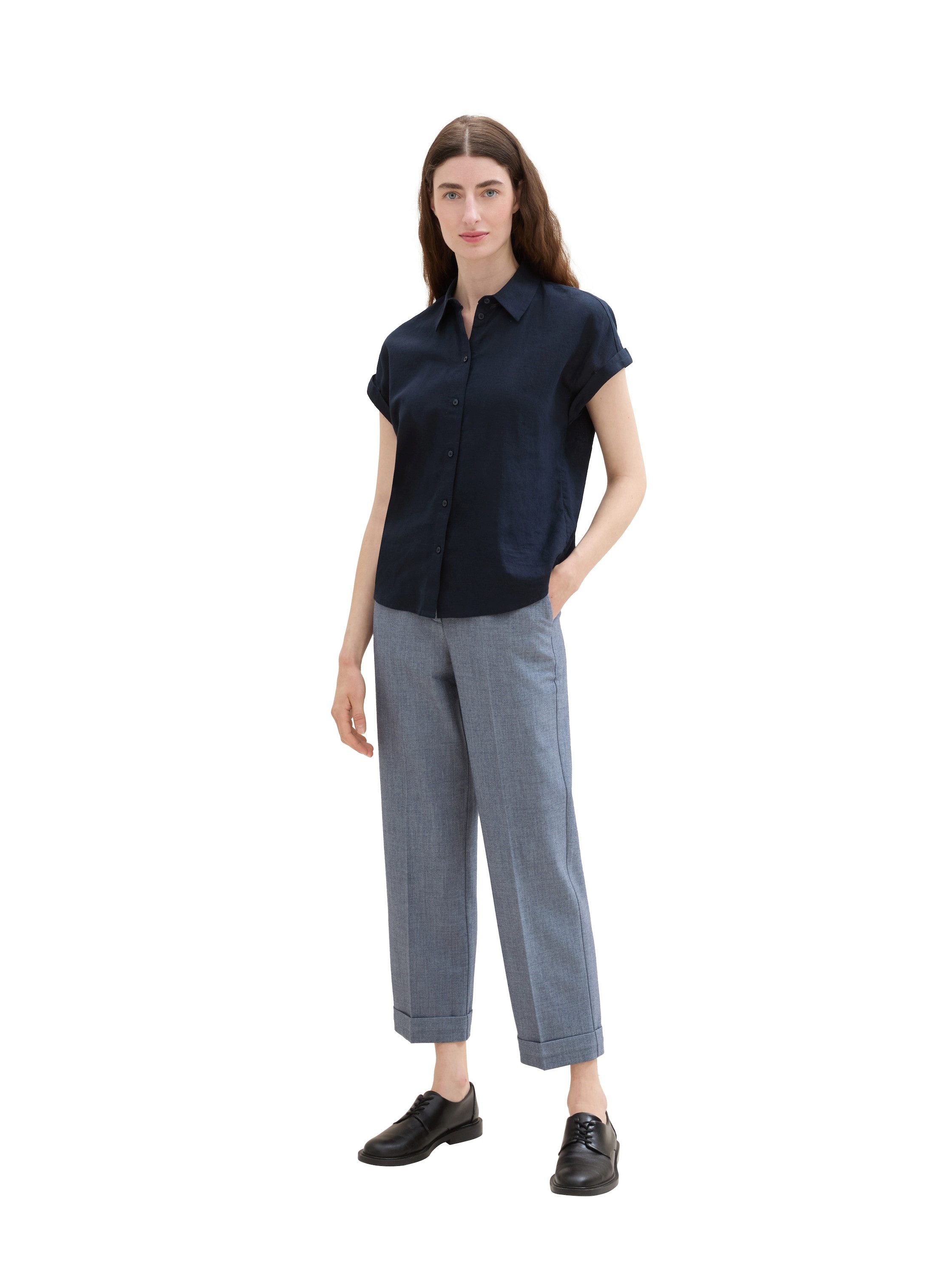 Tom Tailor 7/8 broek Lea Straight met plooi en rechte pijp