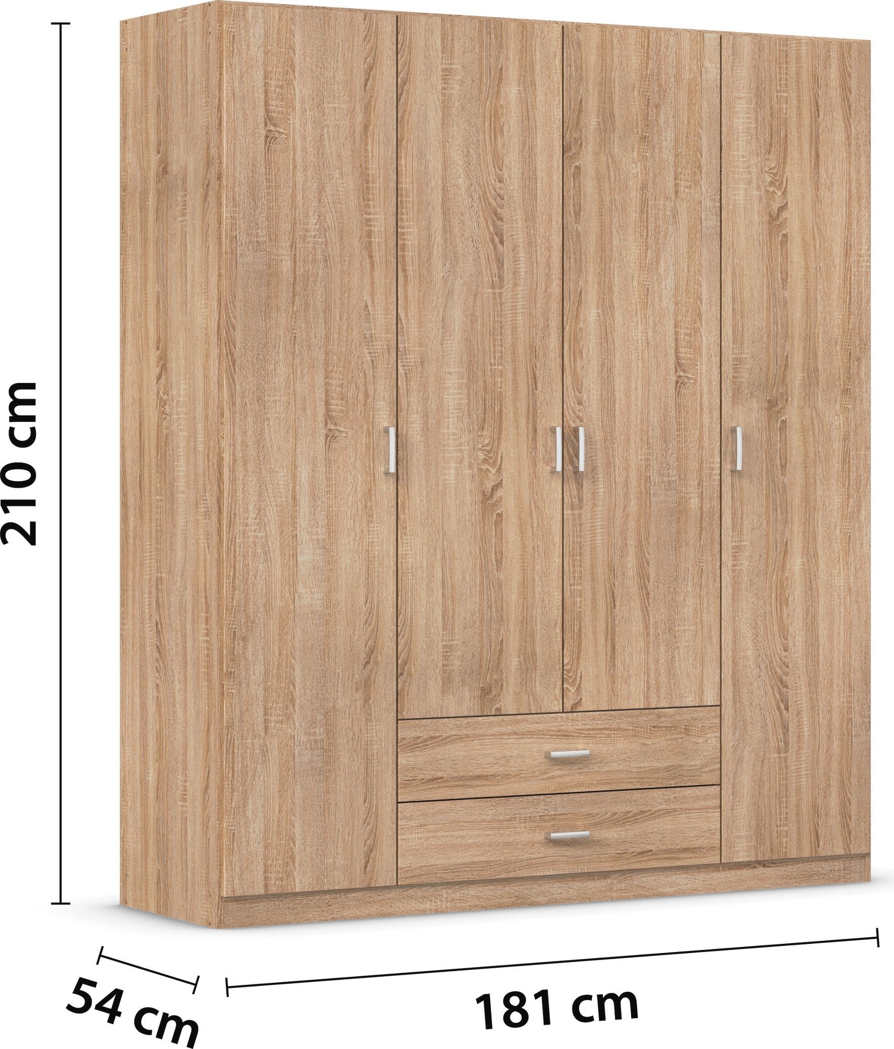 rauch Draaideurkast Kledingkast kast garderobe linnenkast GAMMA in 3 breedtes met 6 lades, in eenvoudig design topseller made in germany