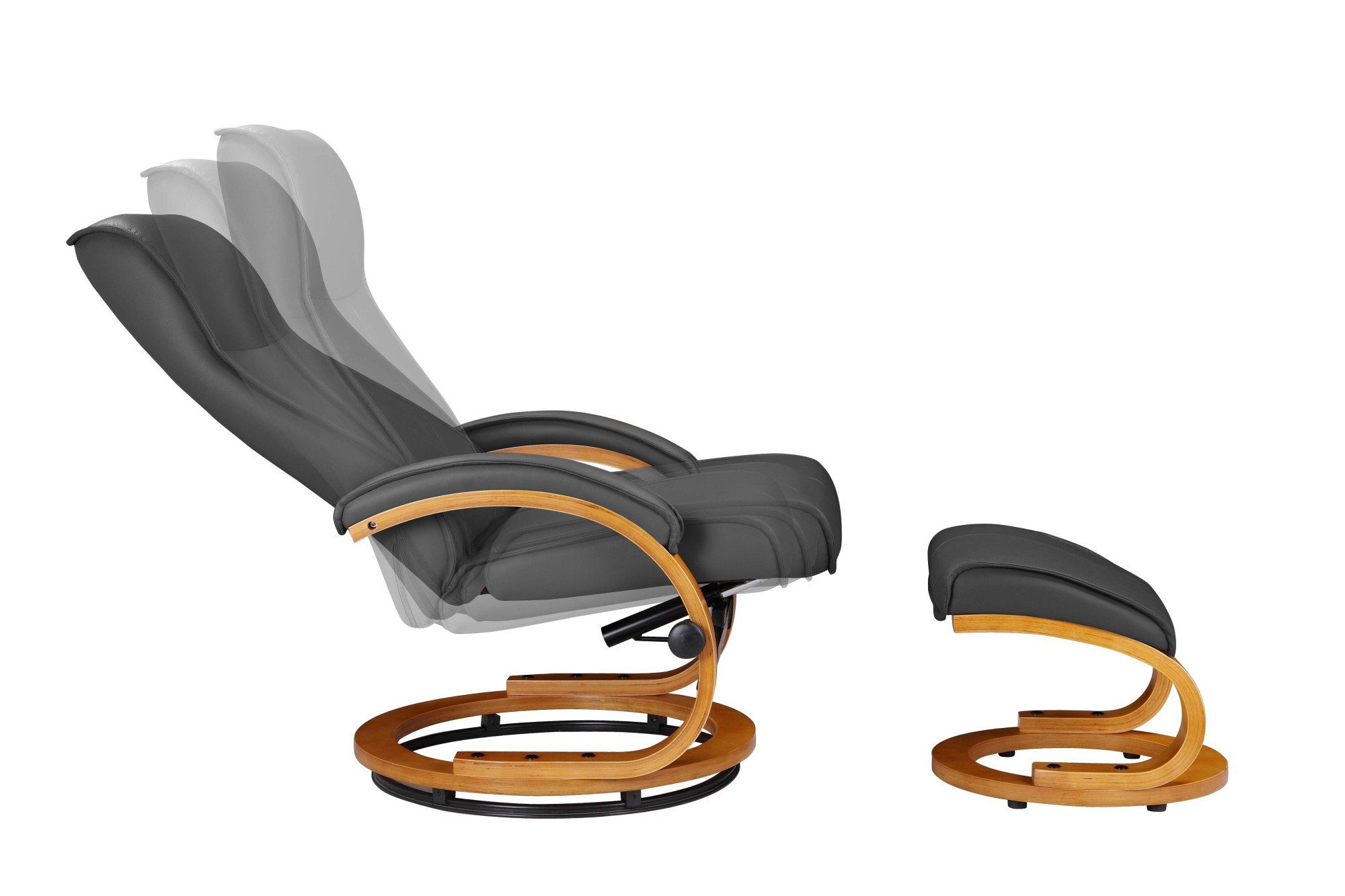 Home affaire Relaxfauteuil Paris, tv-stoel met poef en handmatige ligfunctie (set, 2 stuks)
