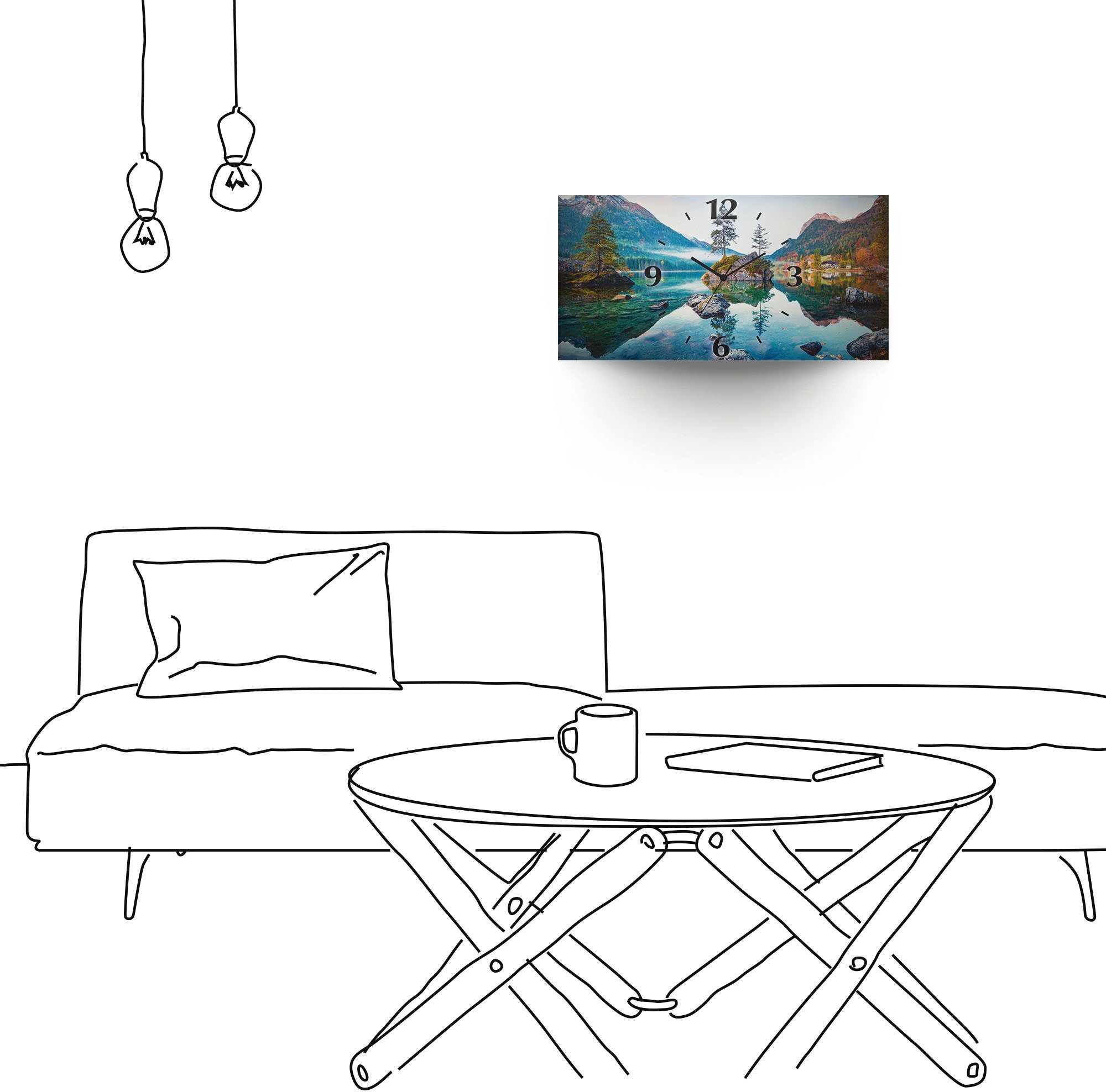 Artland Wandklok Herfstscène van de Hintersee voor de Alpen 3d-look geschulpt, met kwarts- of radiografisch uurwerk, verschillende maten