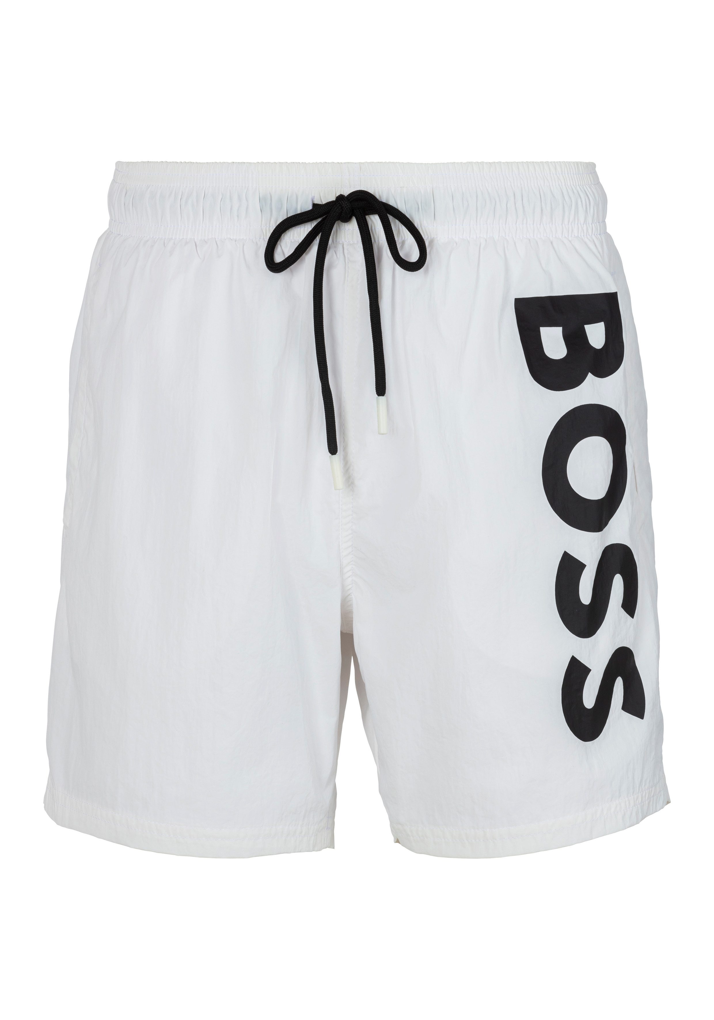 BOSS Zwemshort Octopus met contrasterende  logo-opschrift op het been