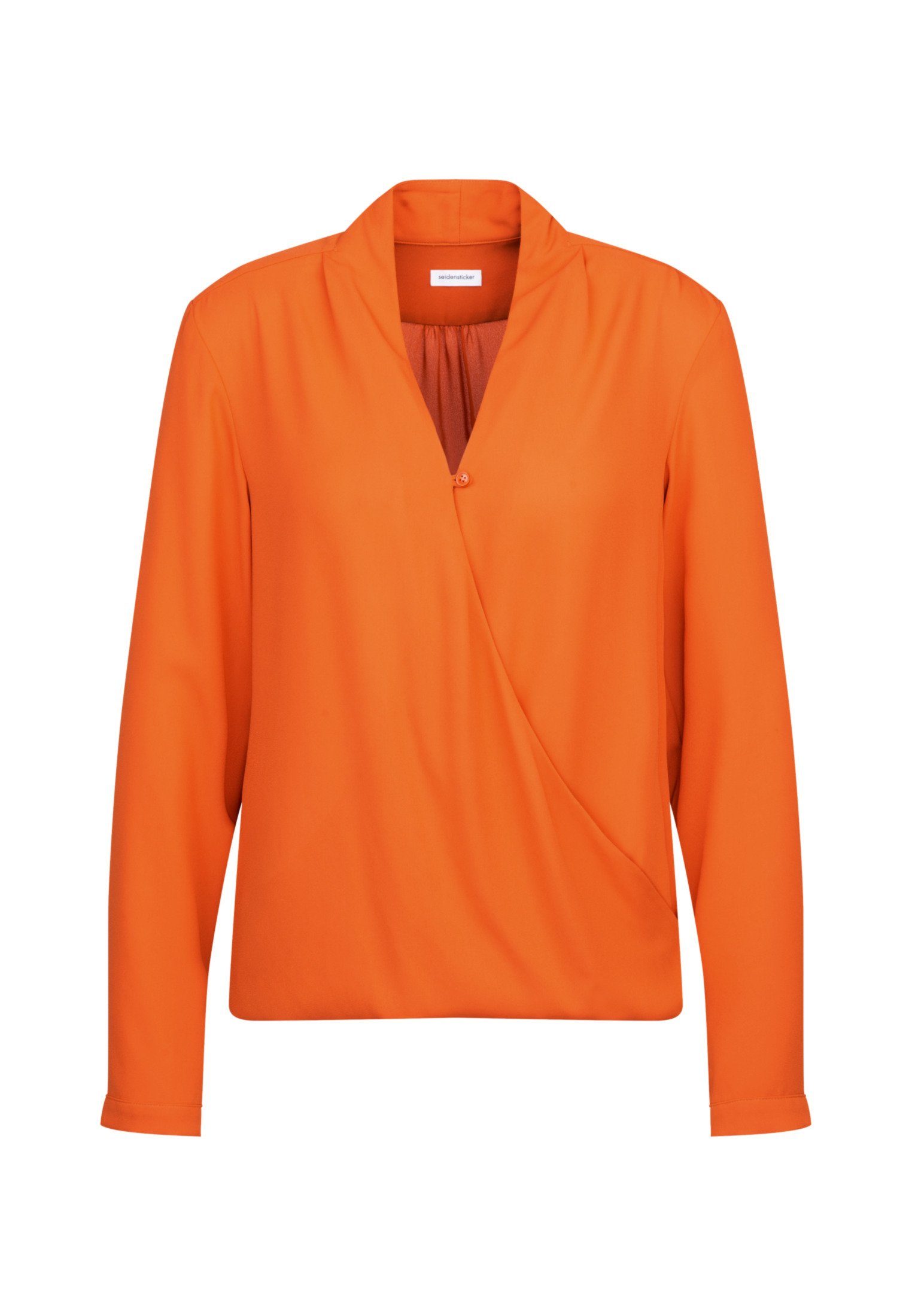 seidensticker Wikkelblouse Zwarte roos Lange mouwen V-hals uni