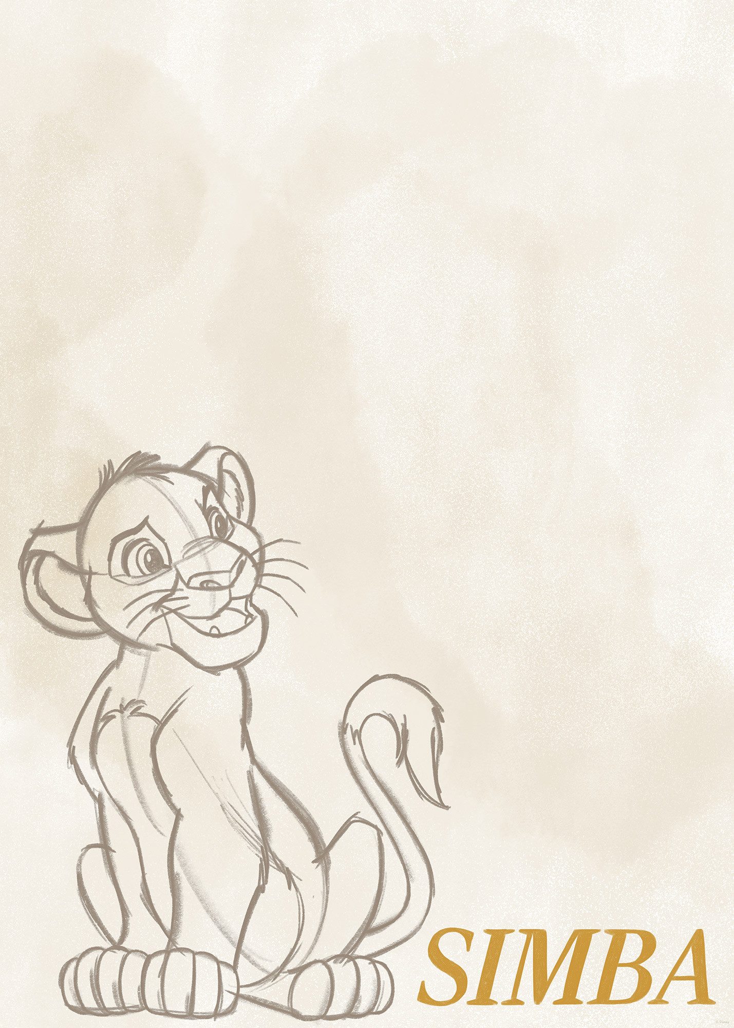 Komar Artprint Disney The Lion King Simba Sketch 50 x 70 cm (breedte x hoogte) - kinderkamer, wandsticker (1 stuk)