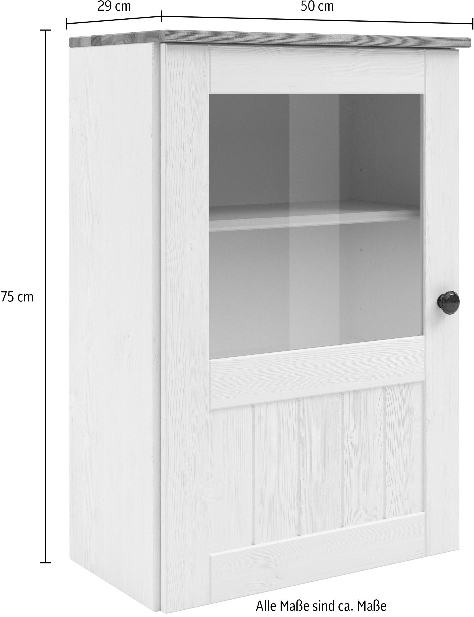 Home affaire Hangkast Alby2 Met metalen grepen en glazen deuren, breedte 50 cm