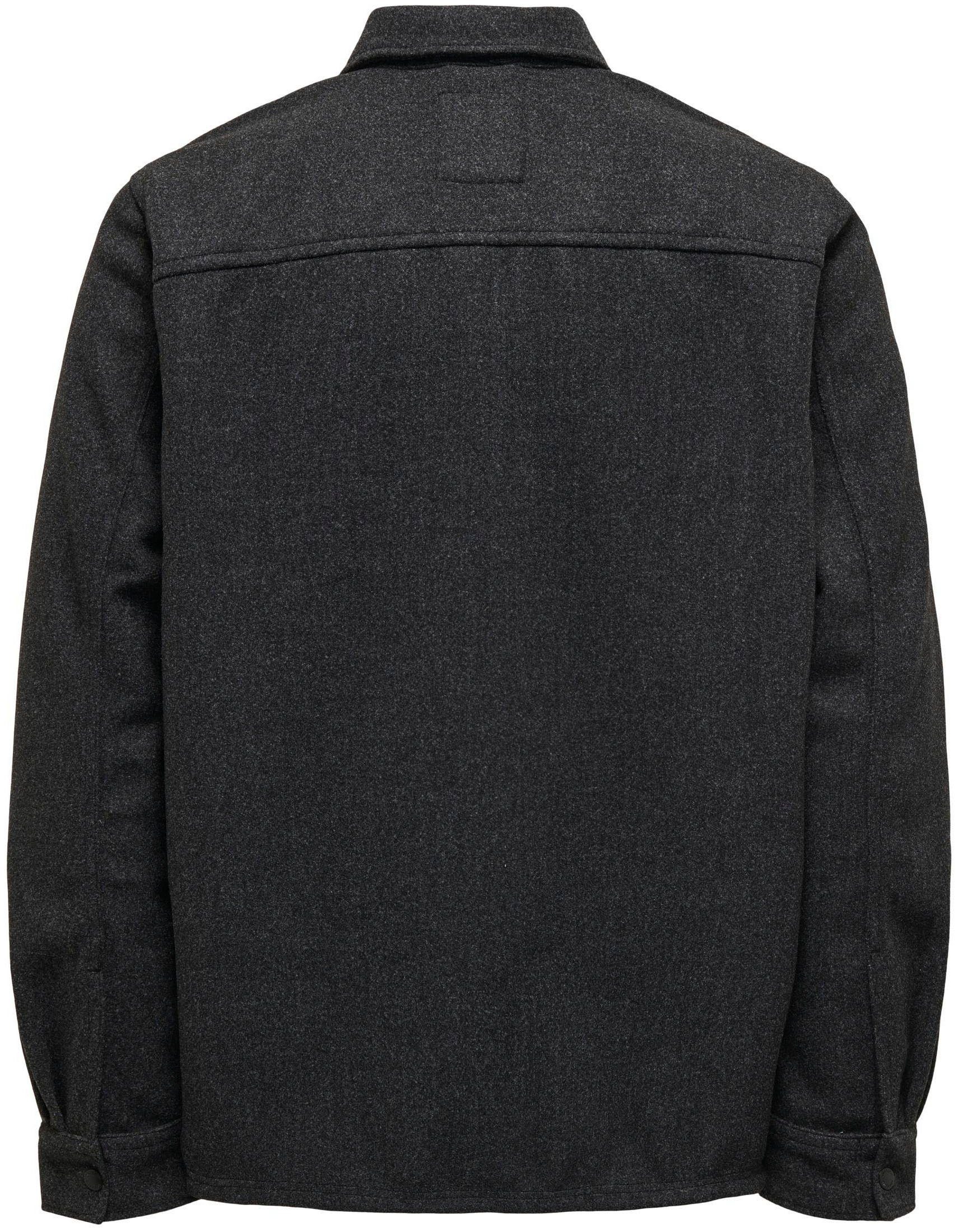 ONLY & SONS Overhemd met lange mouwen ONSASH OVR WOOLEN LOOK PKT LS SHIRT NOOS