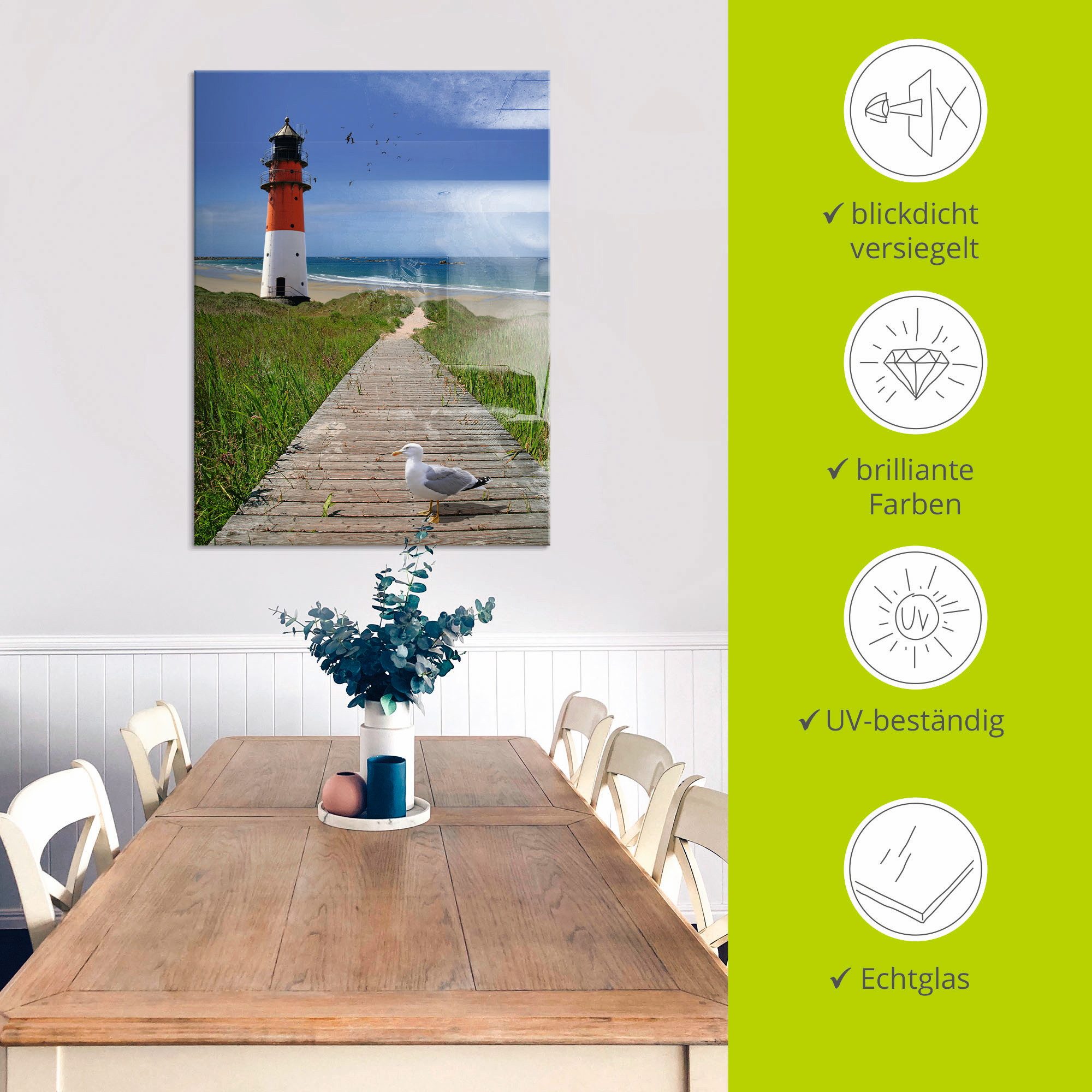 Artland Print op glas De weg naar zee in verschillende maten
