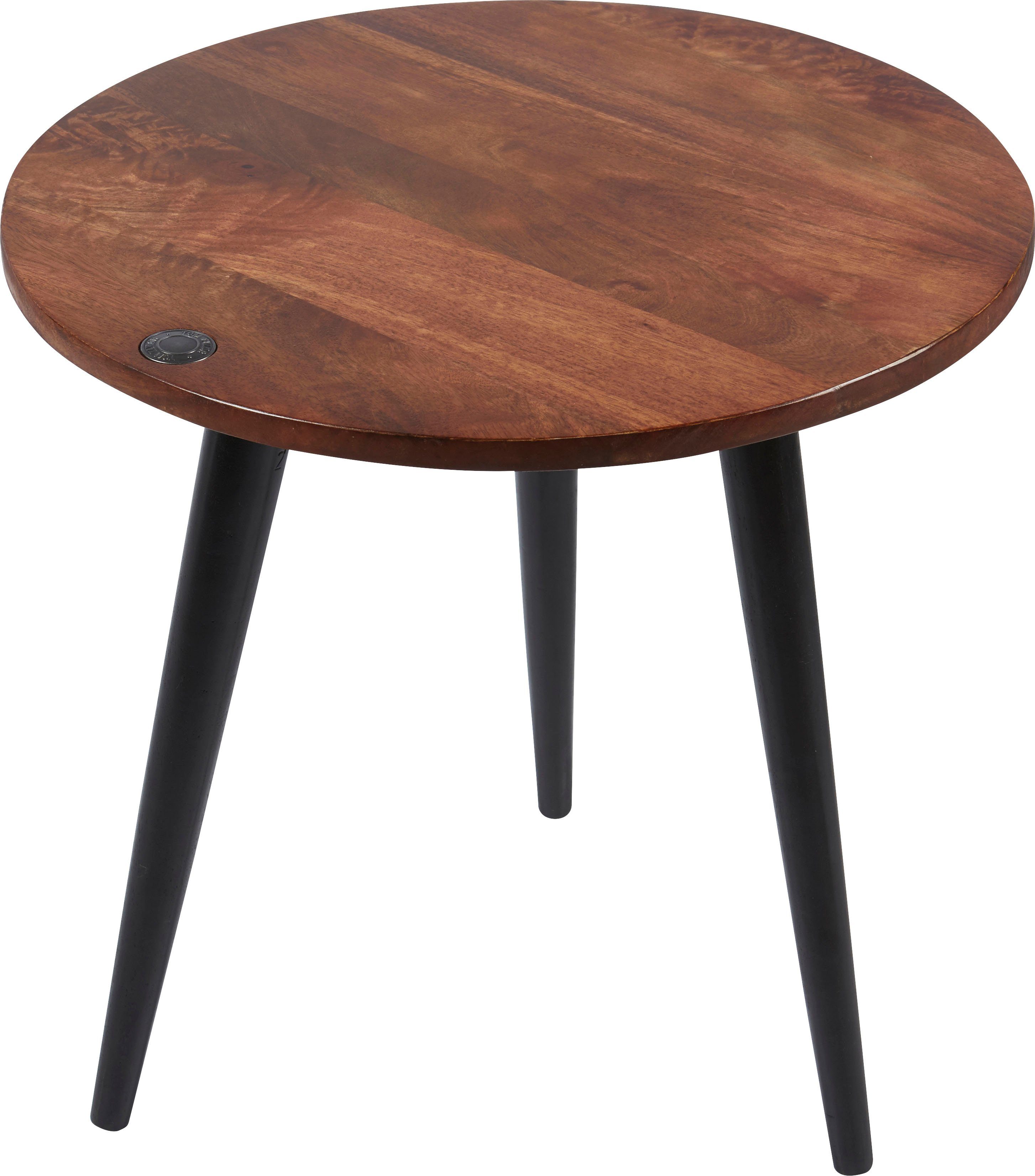 TOM TAILOR HOME Bijzettafel T-WOOD TABLE HIGH Bijzettafel met knoopdetail, donker mangohout en zwarte poten
