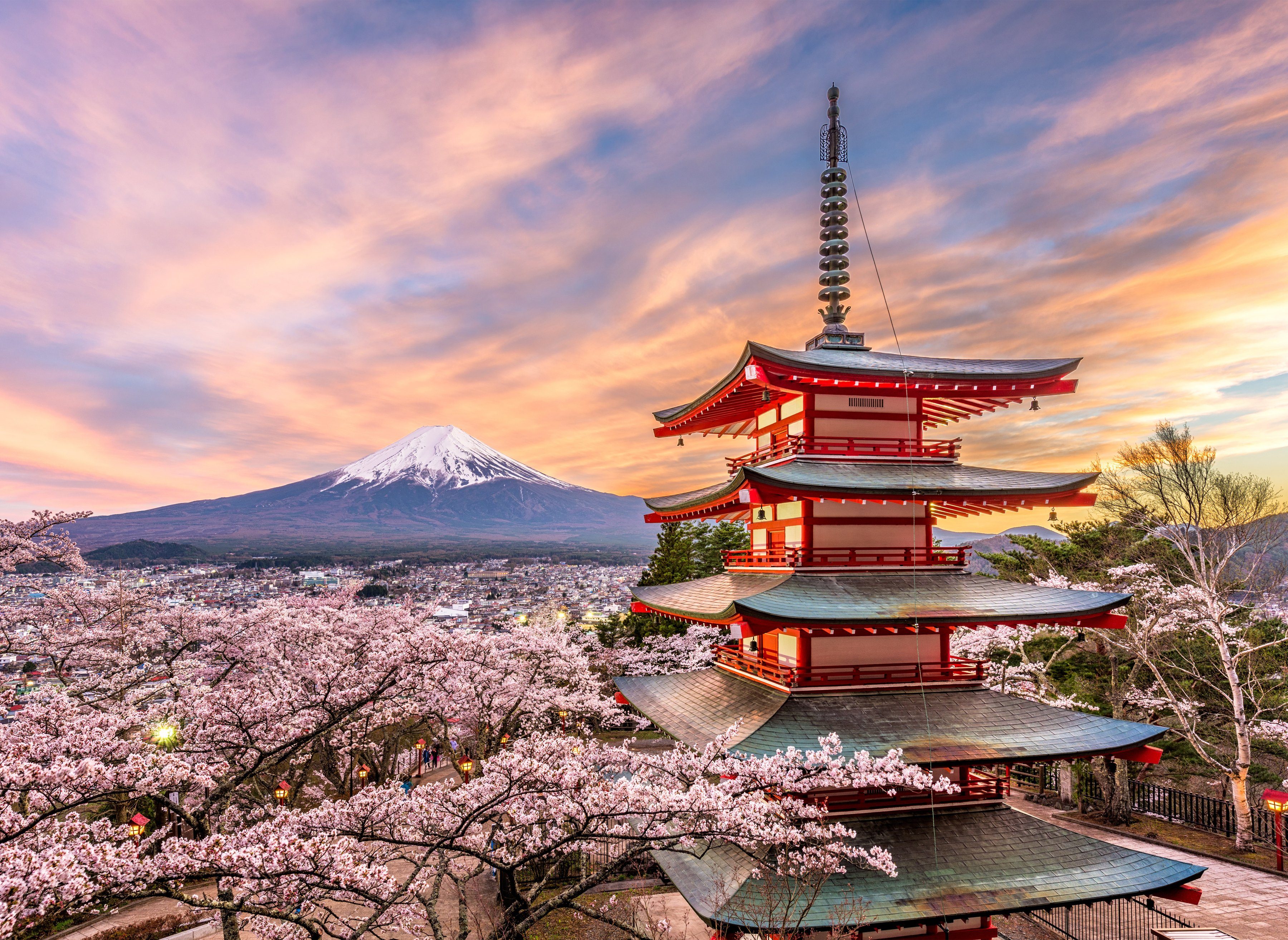 BMD fotobehang Fujiyoshida Chureito Pagoda Japan