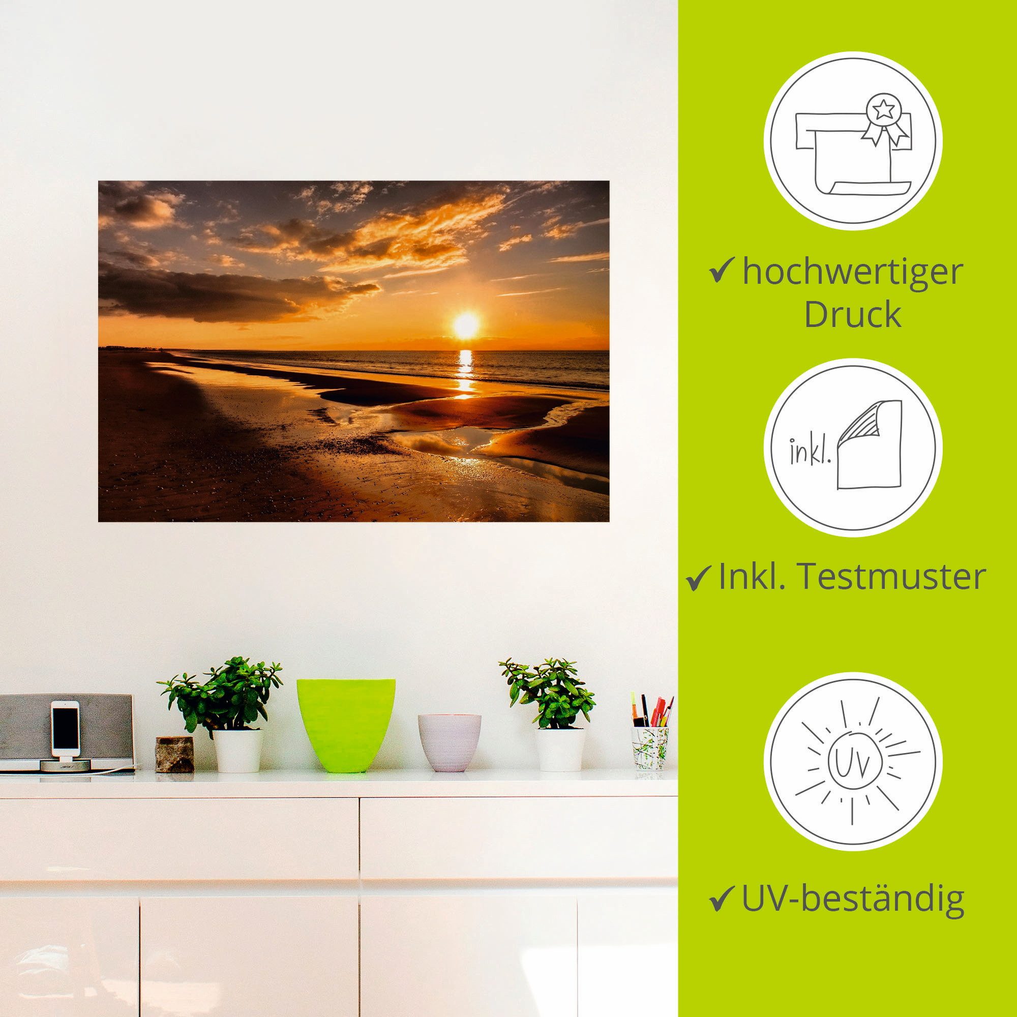 Artland Artprint Zonsondergang aan de Middellandse Zee als artprint op linnen, poster, muursticker in verschillende maten
