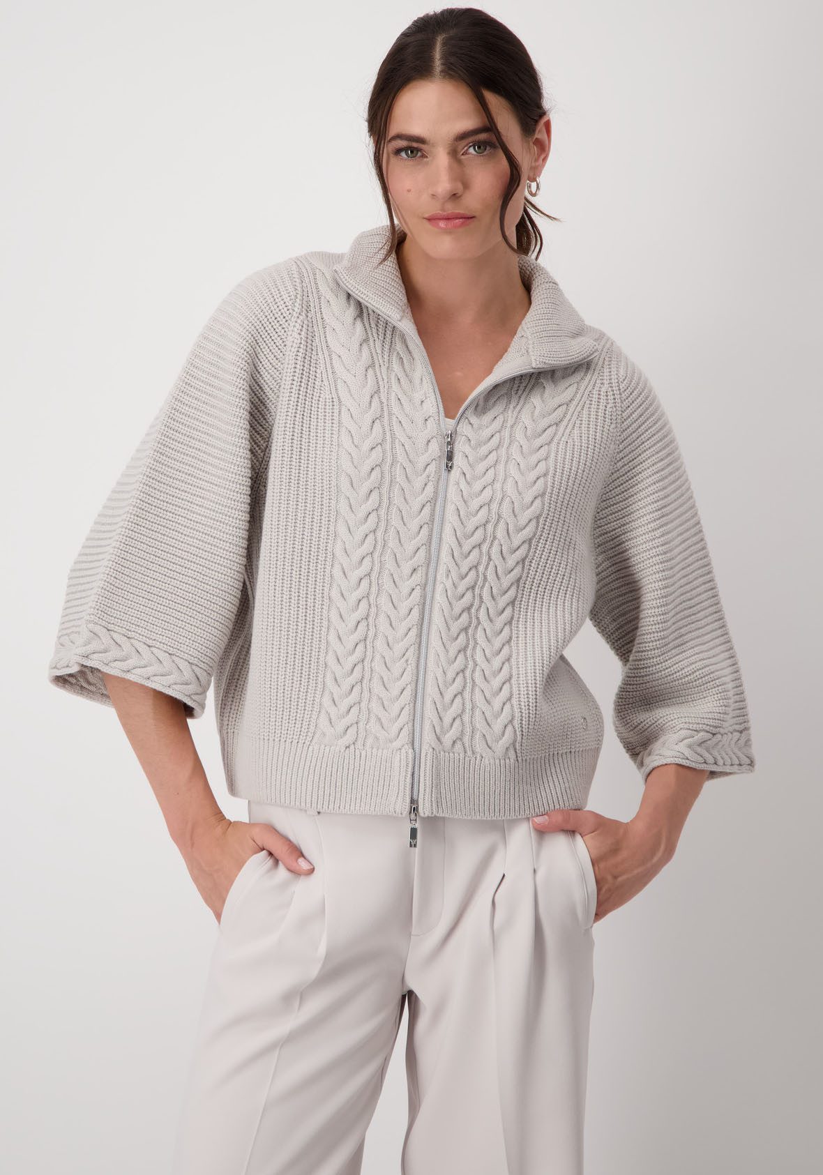 Monari Gebreide Vest Gray Dames