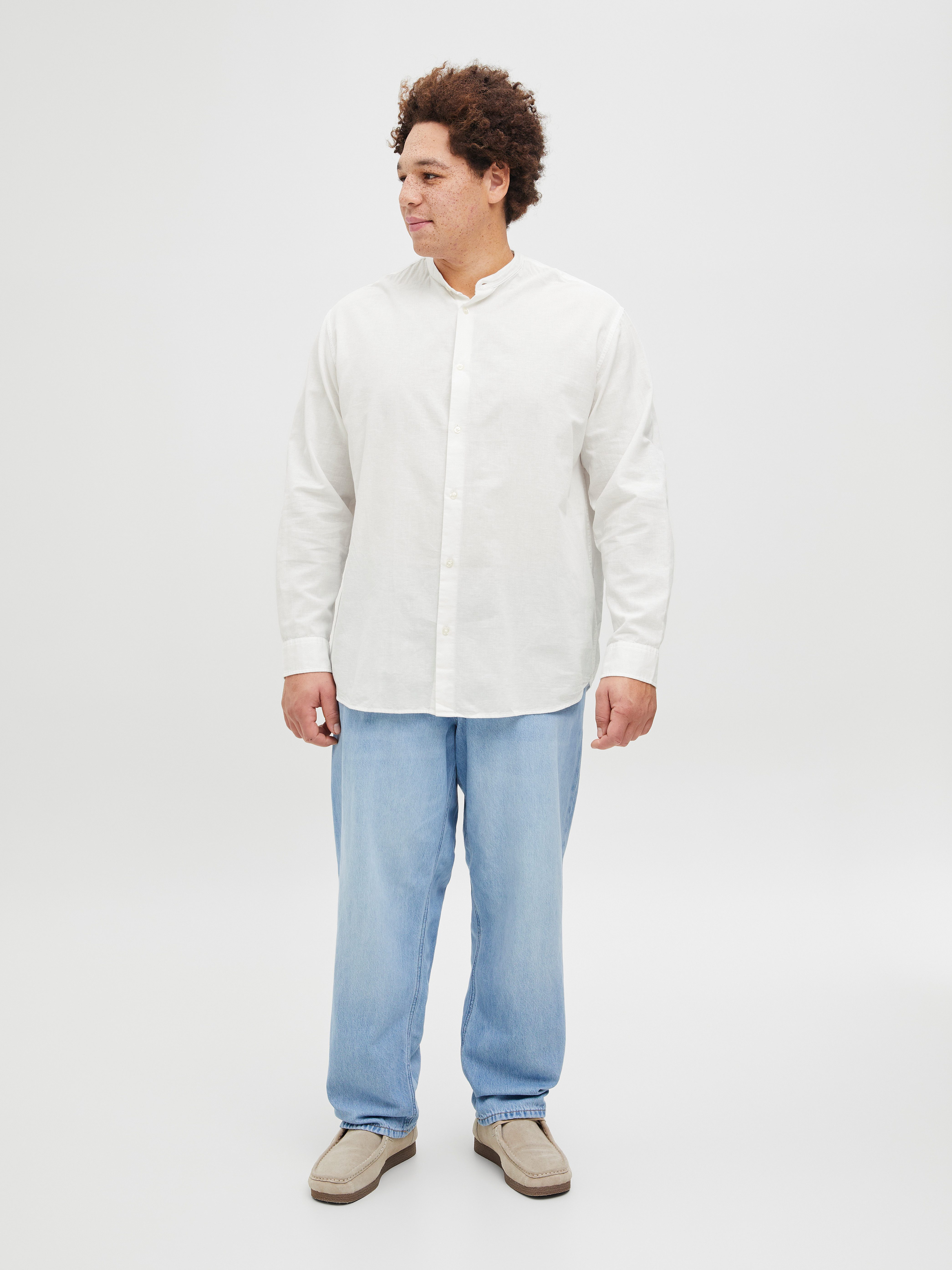 Jack & Jones PlusSize Overhemd met lange mouwen JJEBREEZE LINEN BLE BAND SHIRT LS SN PLS