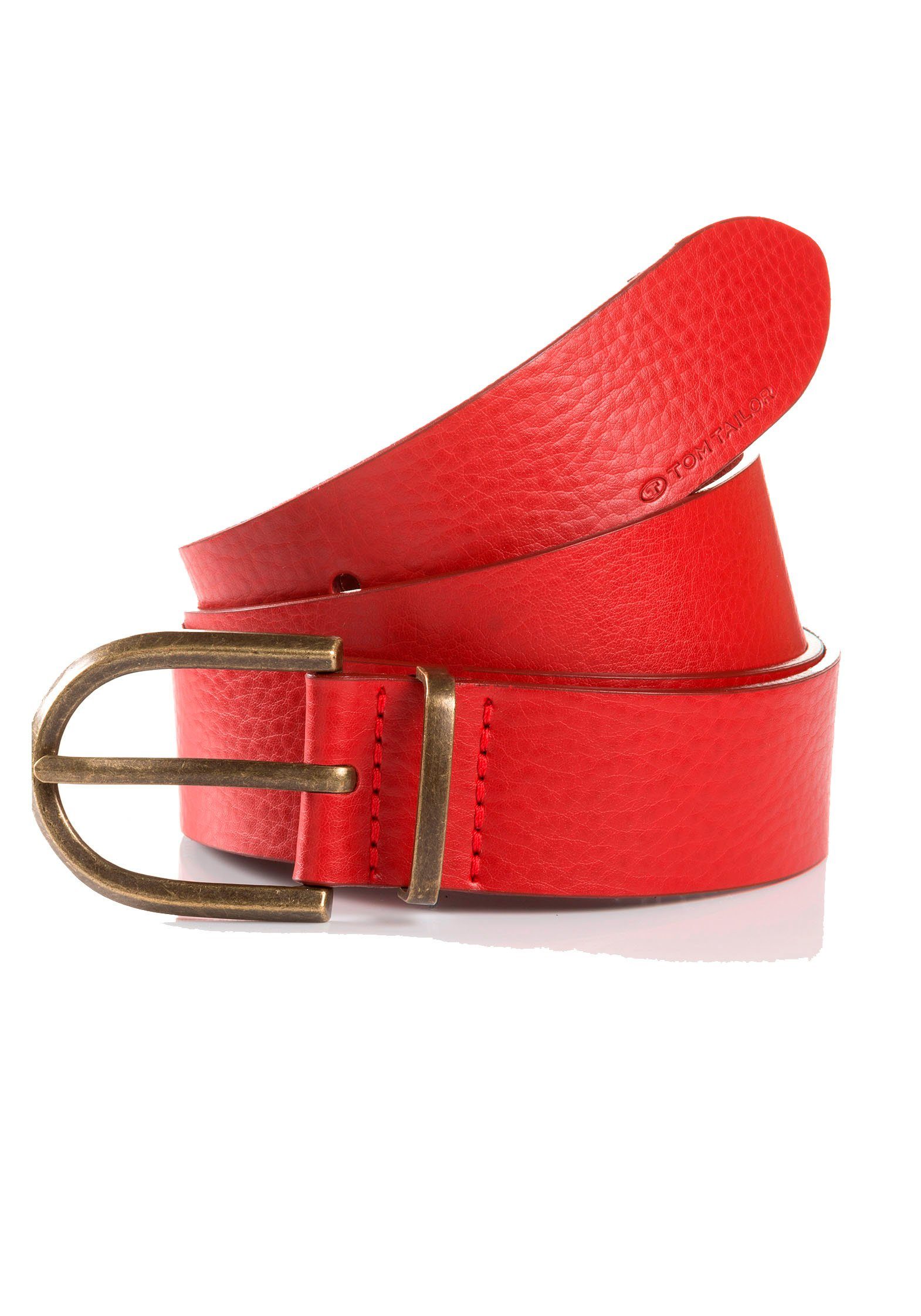 Tom Tailor Leren riem TTSYLKE 3 cm brede damesriem sluiting in vintage-look puur leer