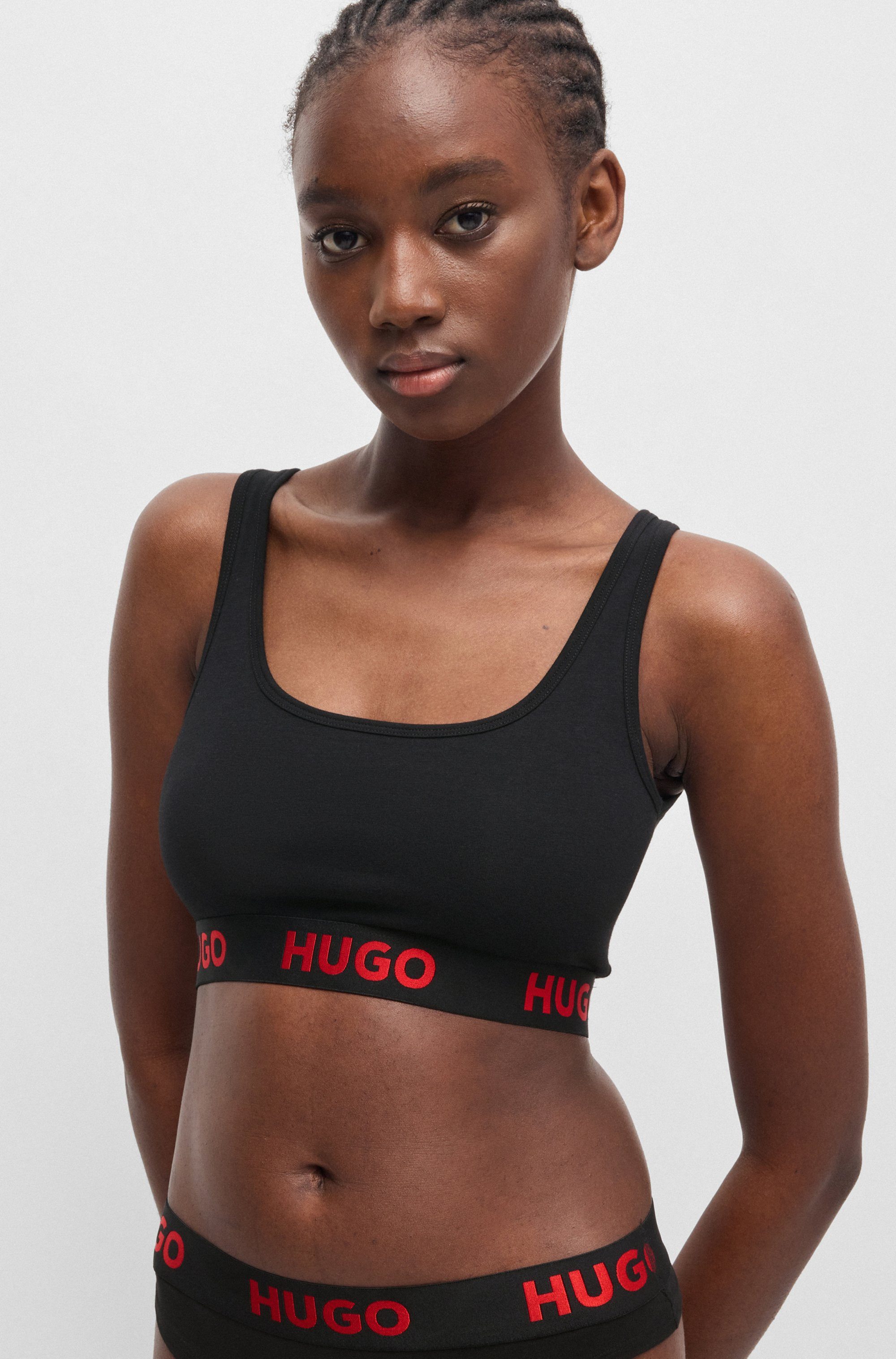 HUGO underwear Bralette-bh BRALETTE SPORTY LOGO met elastische taille dames bralettes maat L zwart