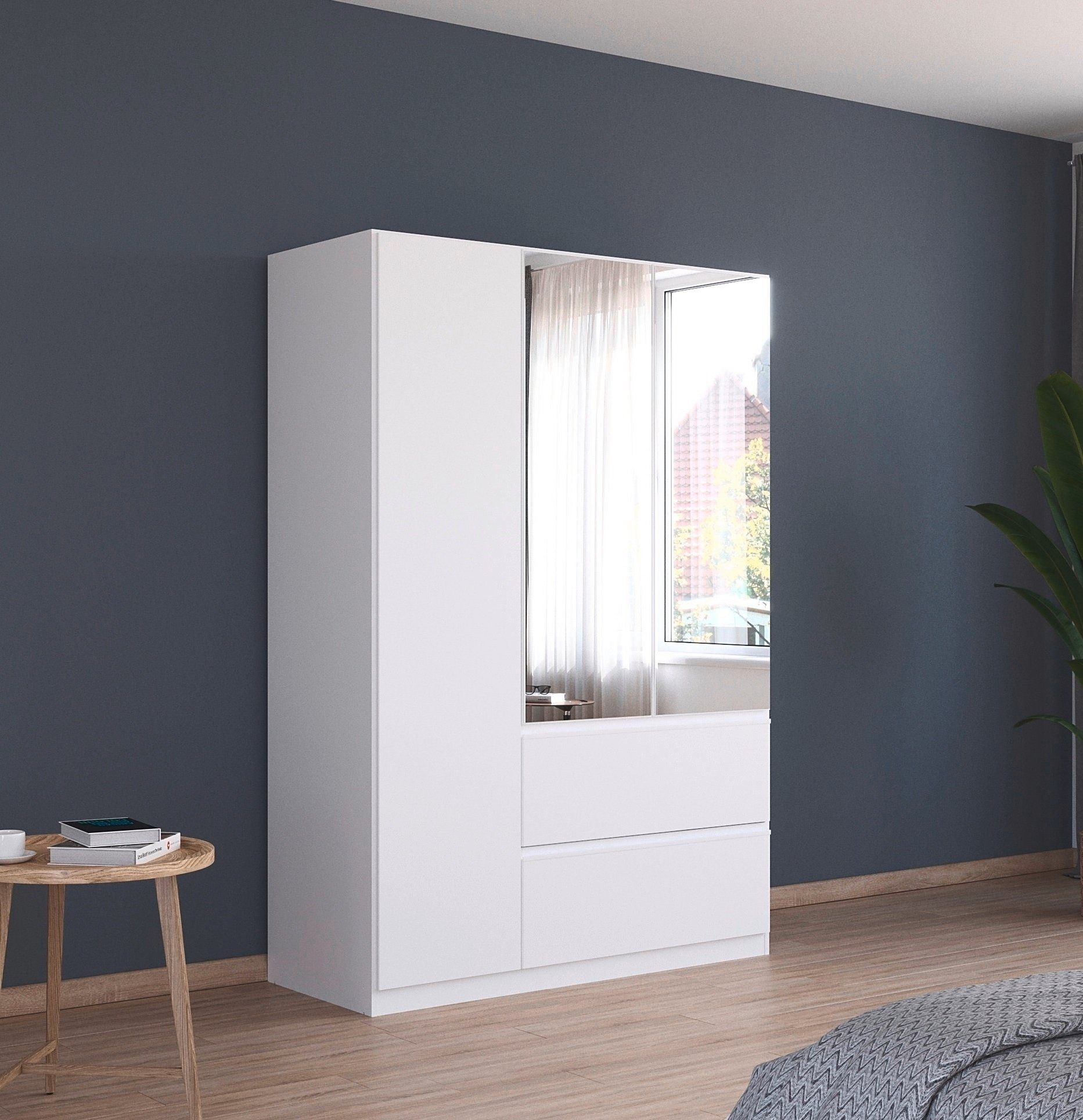 rauch Draaideurkast Kledingkast Kast Garderobe Wasmand COSTA in 3 Breedtes met spiegel, greeploos front en push-to-open functie made in germany