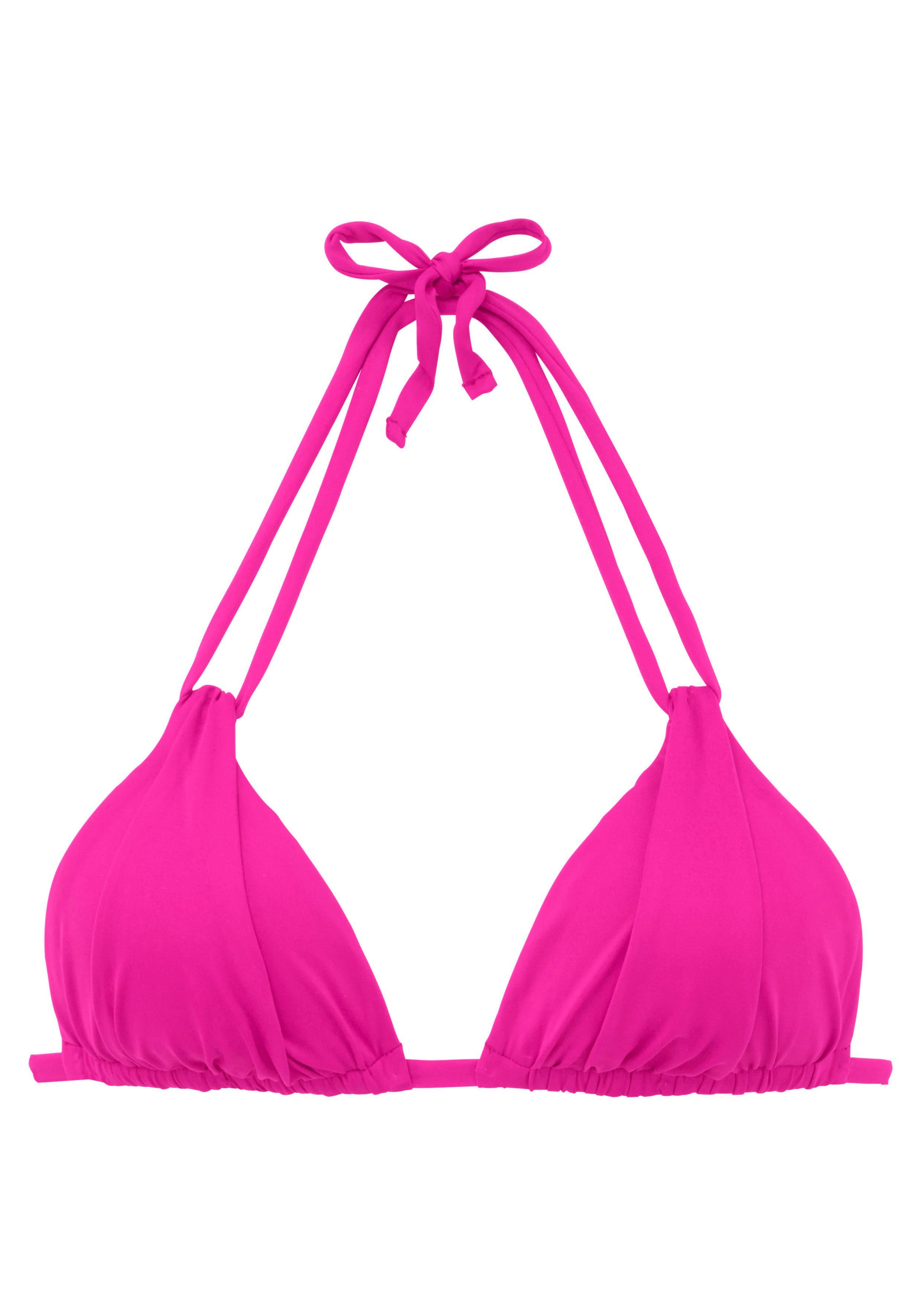 s.oliver red label beachwear triangel-bikinitop spain met plooi en dubbele bandjes roze