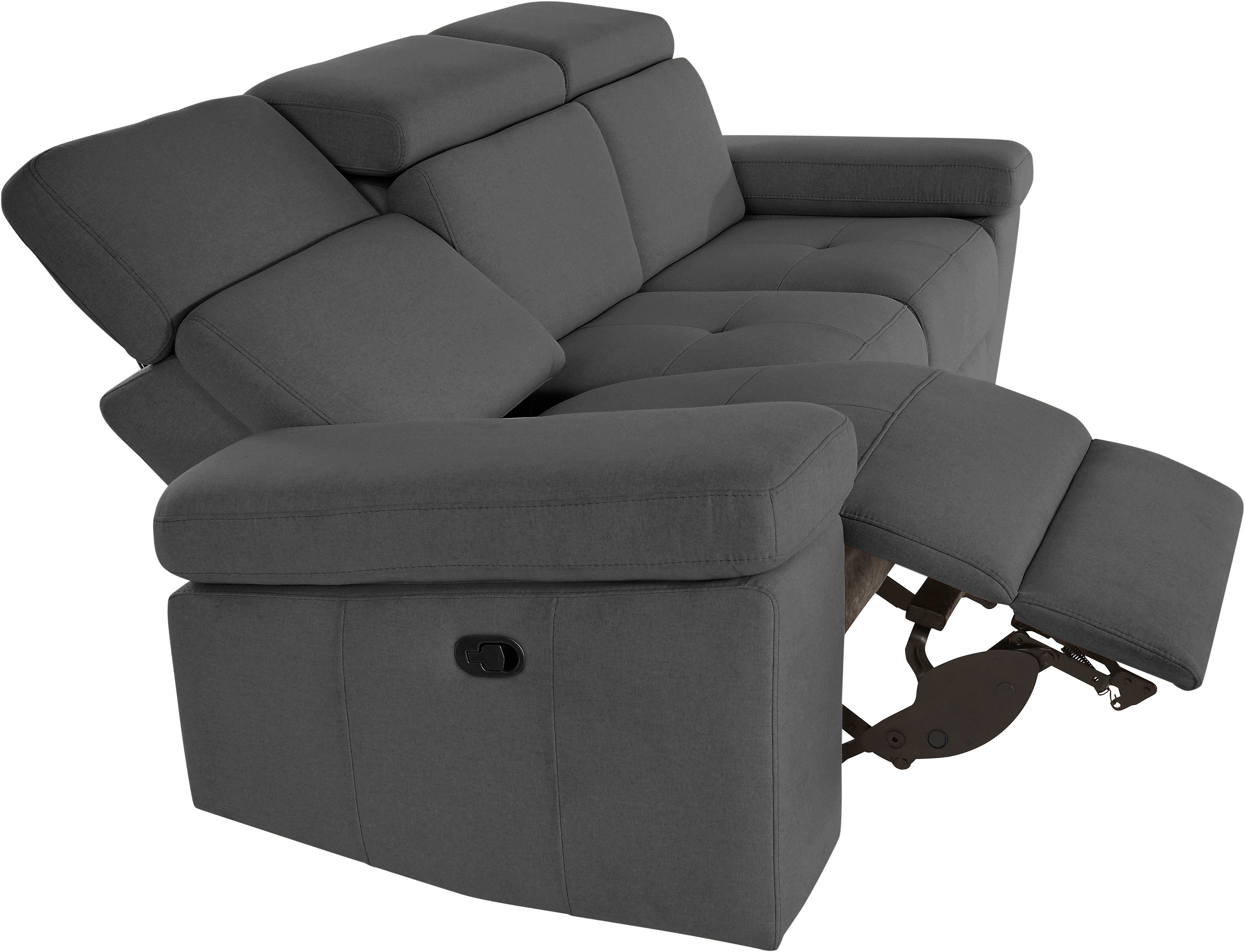 Places of Style 3-zitsbank Kilado met 2x relaxfunctie, verstelbare armleuning, verstelbare hoofdsteun