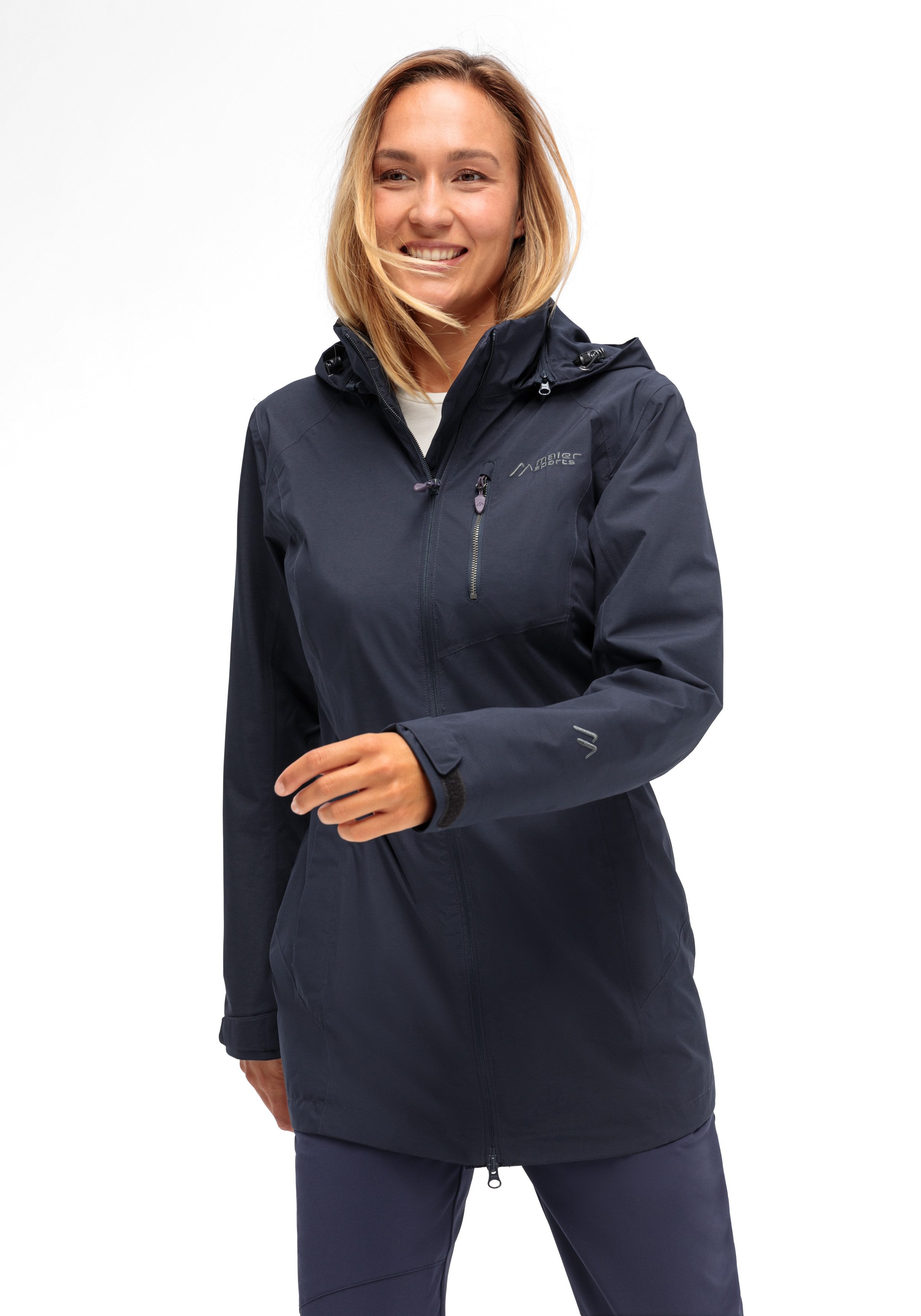 Maier Sports Outdoorjack Perdura rec W Dames functionele mantel, waterdichte mantel met capuchon, wandeljas