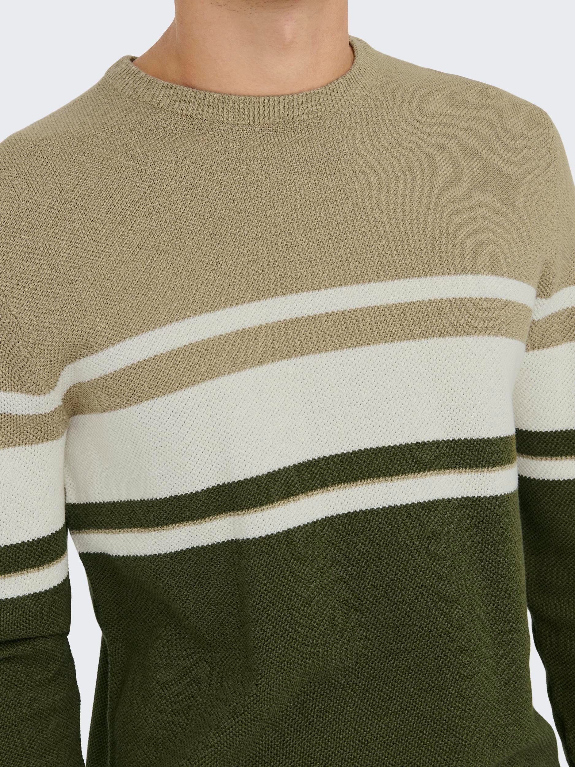 ONLY & SONS Trui met ronde hals ONSNIGUEL REG 12 BLOCK CREW KNIT