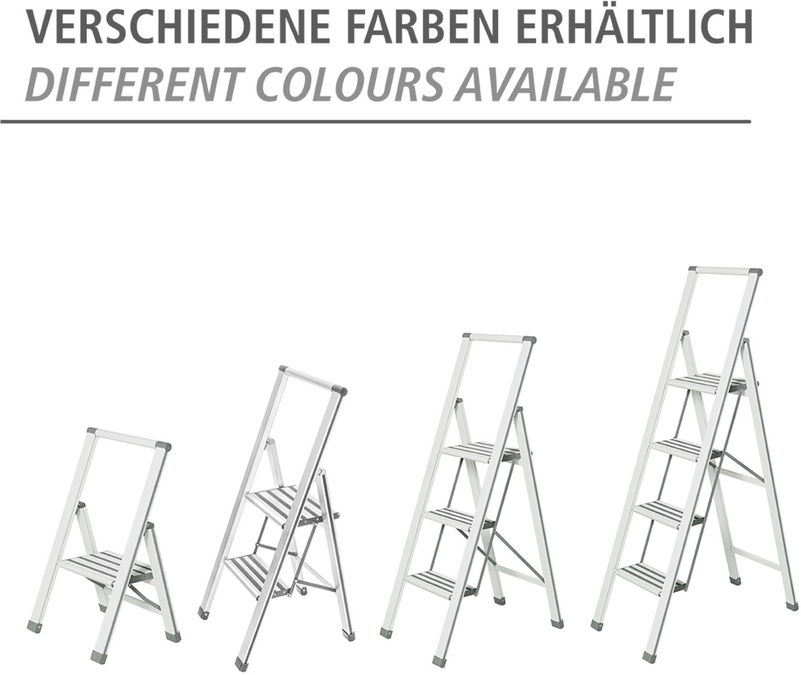 WENKO Huishoudtrapje Model Alu-Design Aluminium-design, XXL-treden, plat inklapbaar en op te bergen