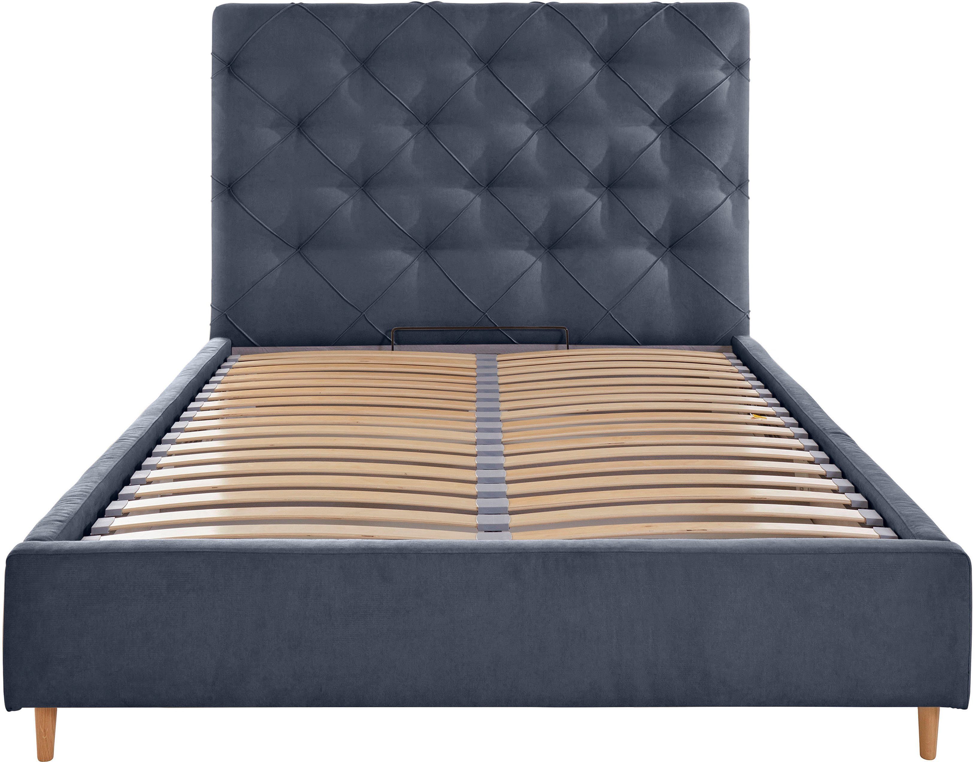 Leonique Gestoffeerd bed LOUANNE met mooie capitonnage aan de achterkant, met bedkist