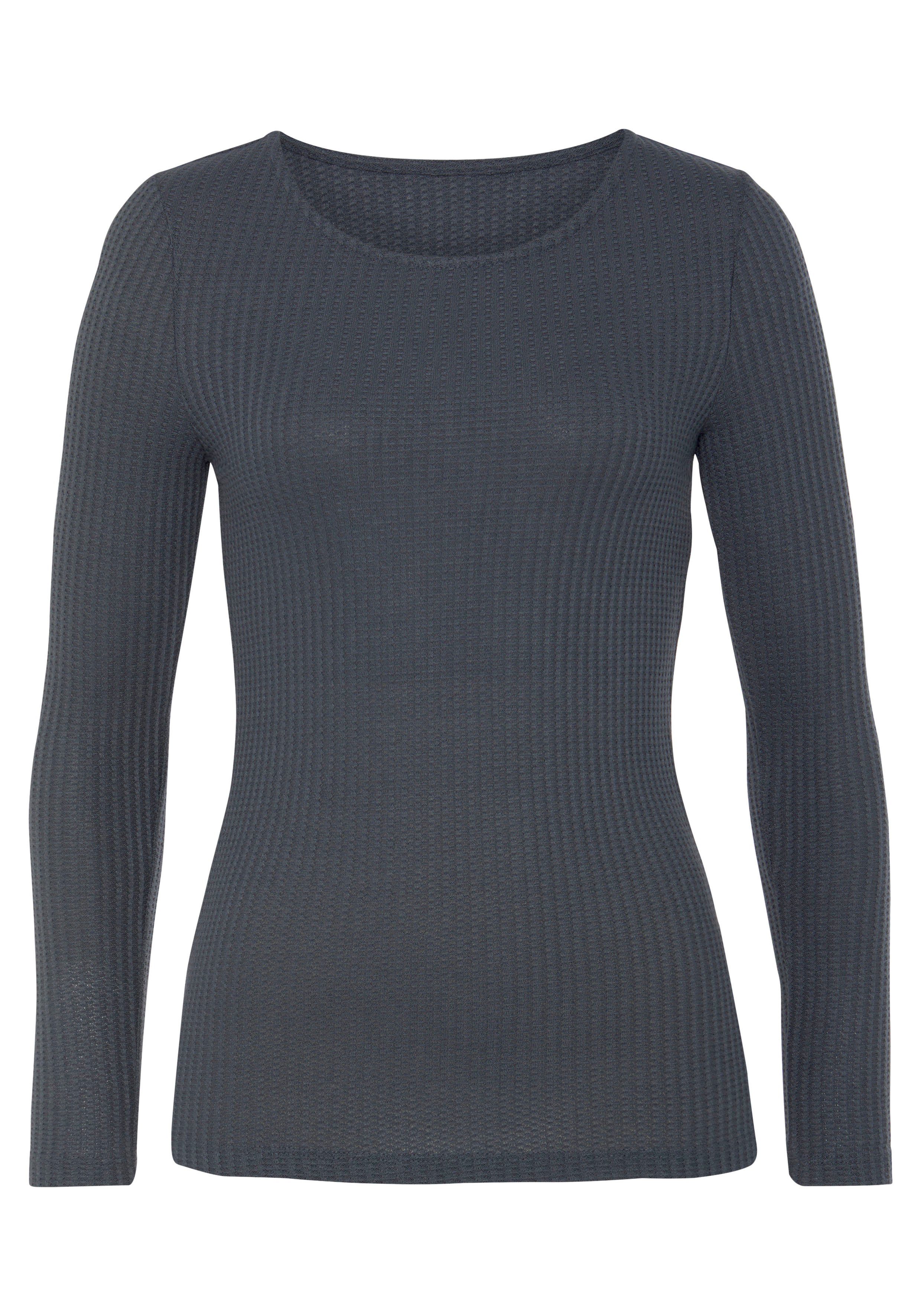 Lascana Shirt met lange mouwen In modieuze piqué-optiek van onderhoudsvriendelijke kwaliteit met viscose