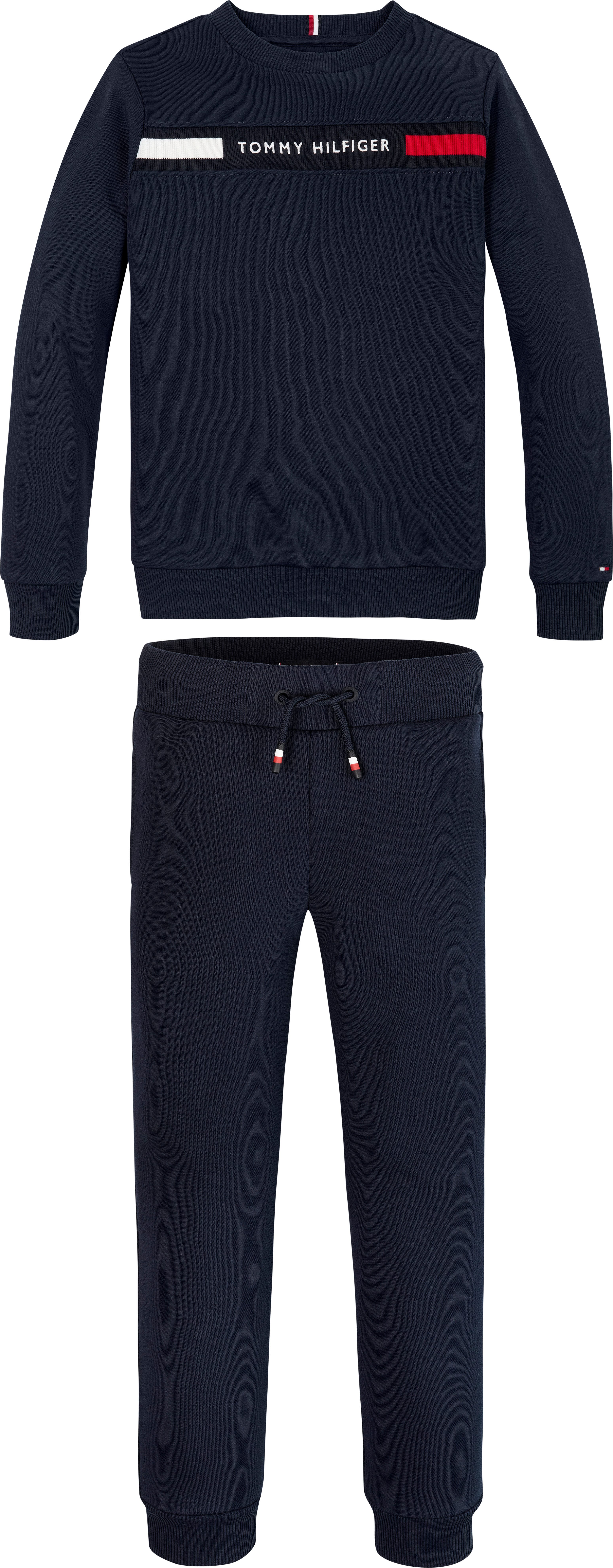 Tommy Hilfiger Shirt met lange mouwen en broek TH RIB INSERT SET met een logo-opschrift (set, 2-delig, 2-delig)