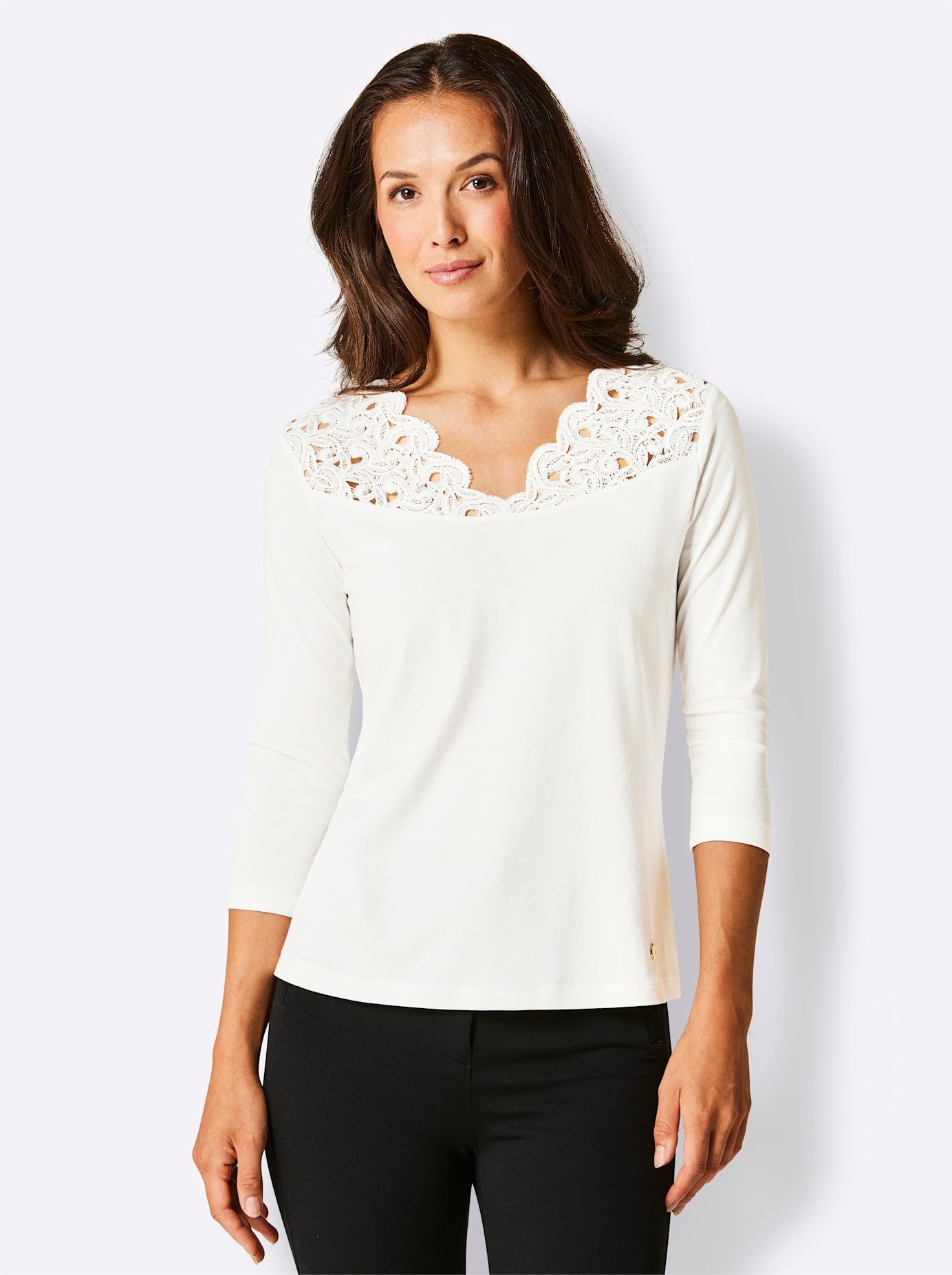 CREATION L PREMIUM Shirt met V-hals Modal-katoenen shirt (1-delig)