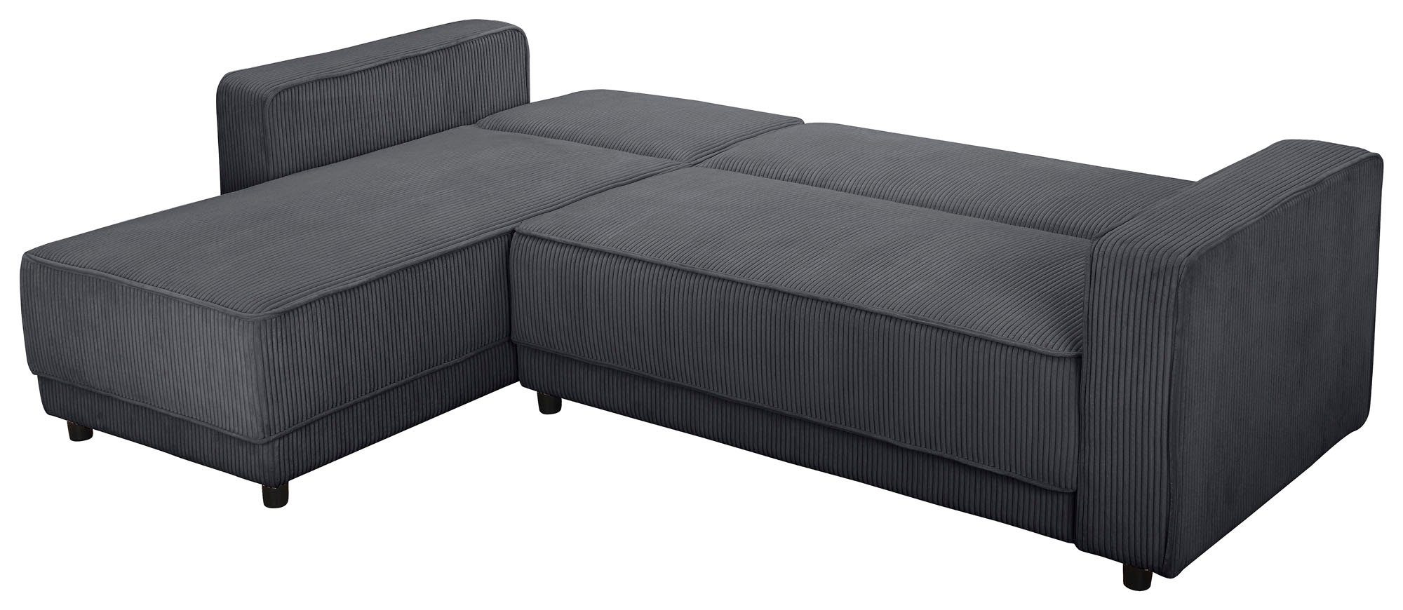Dorel Home Hoekbank Allie slaapbank 230 cm met relaxfunctie in de rugleuning Slaapbank functie (108/194,5 cm), trendy ribfluweel of onderhoudsvriendelijk velours
